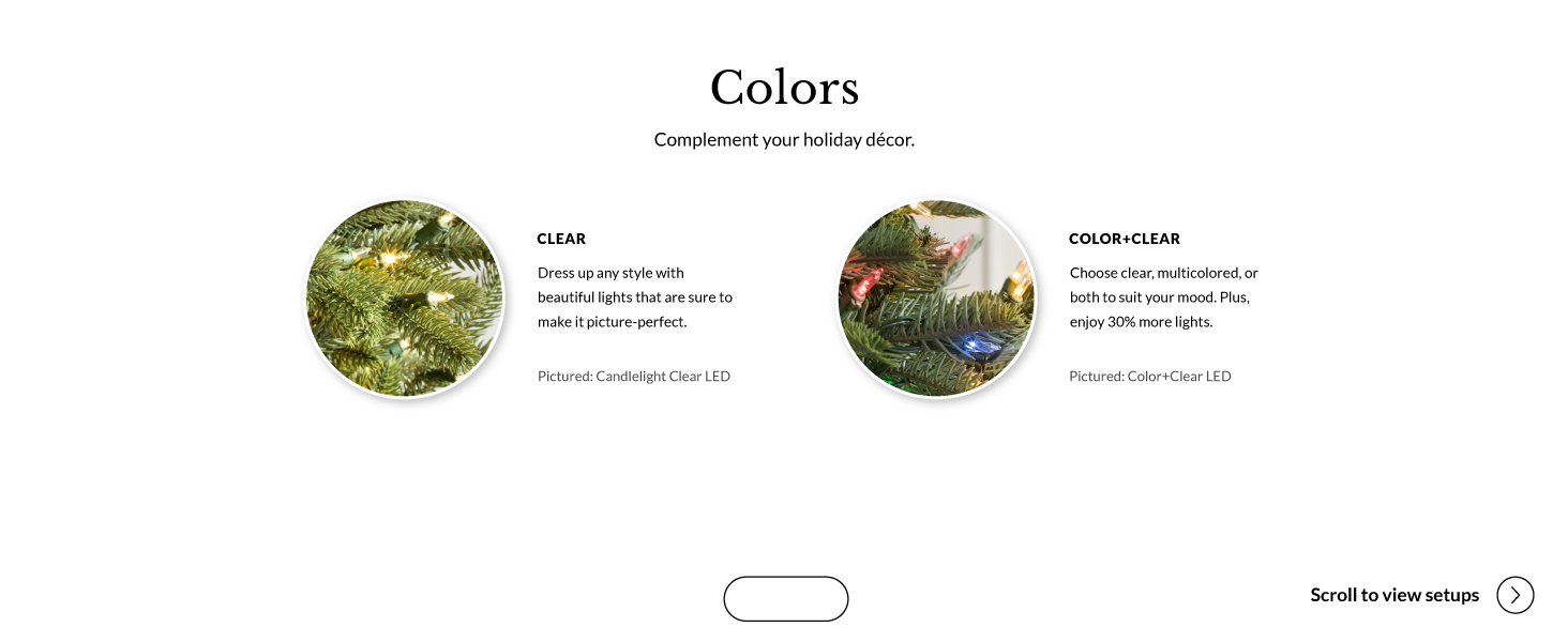 Balsam Hill artificial Christmas tree bulb color options