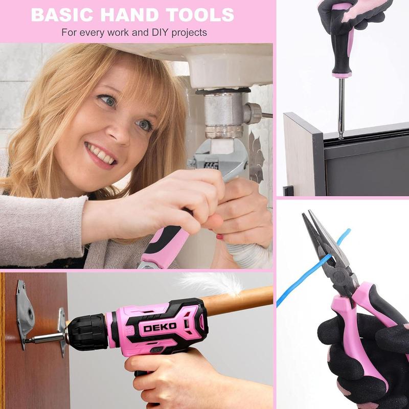 DEKO 8V Cordless Drill Set, 126-Piece Home Tool Kit With Storage Box, Unisex DIY Power Tool Set For Fence Installation, Room Décor, Furniture Assembly, And Daily Repairs