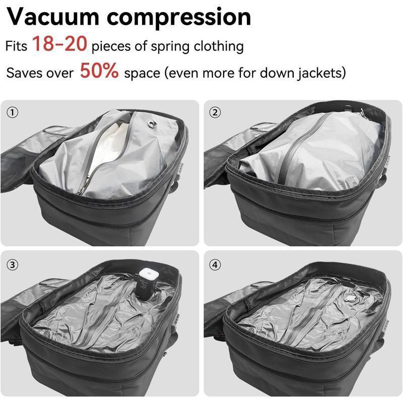 Expandable 60L Airback Vacuum Seal Travel Backpack Compression Bag Water Resistant TSA Lock Black Electric AirPump Included Outdoor Essential