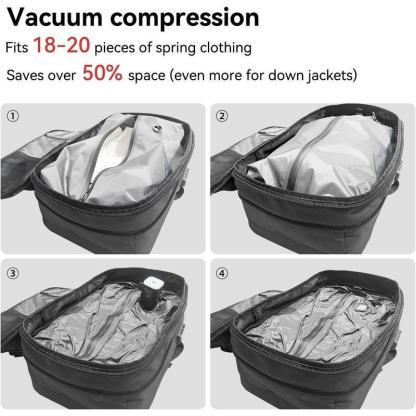 Expandable 60L Airback Vacuum Seal Travel Backpack Compression Bag Water Resistant TSA Lock Black Electric AirPump Included Outdoor Essential