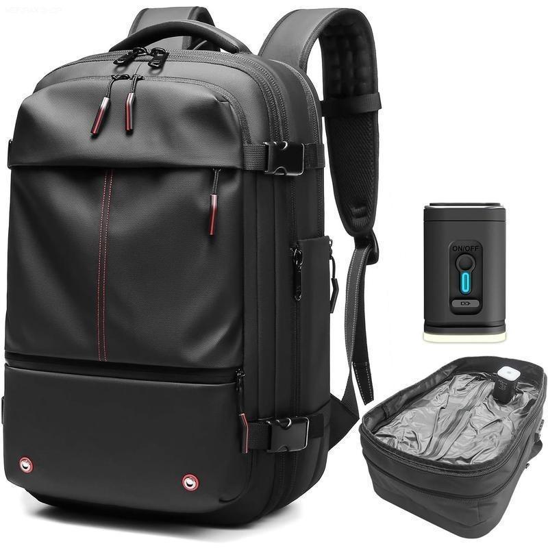 Expandable 60L Airback Vacuum Seal Travel Backpack Compression Bag Water Resistant TSA Lock Black Electric AirPump Included Outdoor Essential