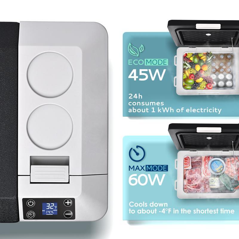 EUHOMY 12 Volt Refrigerator, 24QT(23Liter) Portable Freezer Fridge, Car refrigerator with 12/24V DC & 110-240V AC, Electric Compressor Cooler for Camping, Travel, RV, Truck, Outdoor or Home Battery Sold Separately