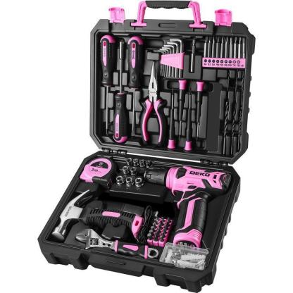 DEKO 8V Cordless Drill Set, 126-Piece Home Tool Kit With Storage Box, Unisex DIY Power Tool Set For Fence Installation, Room Décor, Furniture Assembly, And Daily Repairs