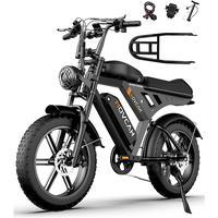 V30&V30Max MOVCAN E-Bike for Adults,1500W Motor 20" Fat Tire Ebike,Up to 32MPH/28MPH & 120/70 Miles,48V 31.2/15.6AH Removable Dual Battery, 7 Speed Gear, Hydraulic Brakes&Full Suspension Electric Motorcycle