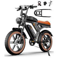 V30&V30Max MOVCAN E-Bike for Adults,1500W Motor 20" Fat Tire Ebike,Up to 32MPH/28MPH & 120/70 Miles,48V 31.2/15.6AH Removable Dual Battery, 7 Speed Gear, Hydraulic Brakes&Full Suspension Electric Motorcycle