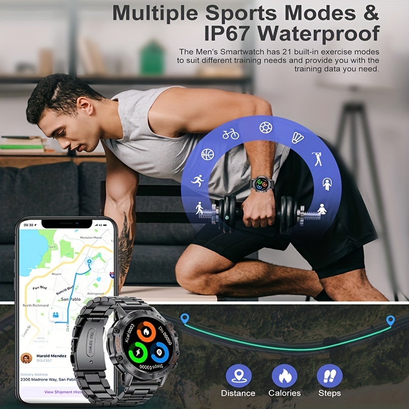 Ceas Inteligent Rotund Cu Afișaj IPS, Ceas Sport Și Fitness Rezistent La Apă, Cu Apel BT Pentru Înregistrarea Activității