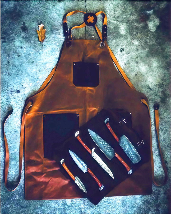 Ručne vyrobená 5-dielna sada kuchynských nožov z damaškovej ocele, Ručne vyrobená sada kuchárskych nožov z damaškovej ocele, Kuchynské nože, Damaškové kuchárske nože