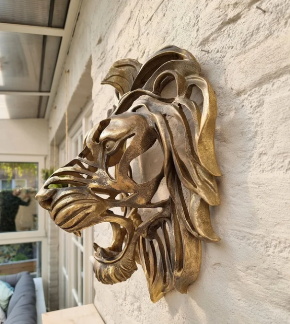 🦁 Reperto raro - Scultura da parete a testa di leone di grandi dimensioni🎁