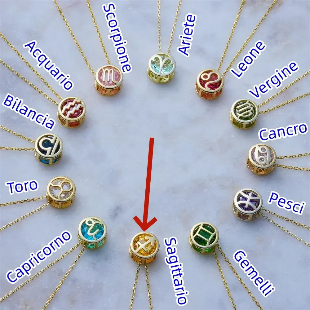 🌟🌈 Esclusiva collana dello zodiaco in oro 18k con pietra portafortuna unica✨🎁 (unisex)