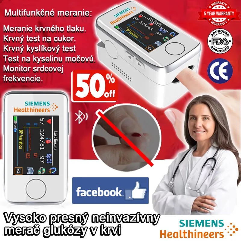 🌟 Revolučná zdravotná inovácia 2025! 🔥 Bezbolestný neinvazívny glukomer Siemens – merajte hladinu cukru v krvi bez ihiel, rýchlo, presne a úplne pohodlne. 💙