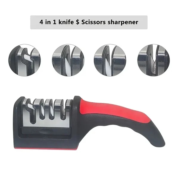 Affilacoltelli professionale a 4 strati: affila i coltelli con pietre in ABS, acciaio al tungsteno e ceramica!