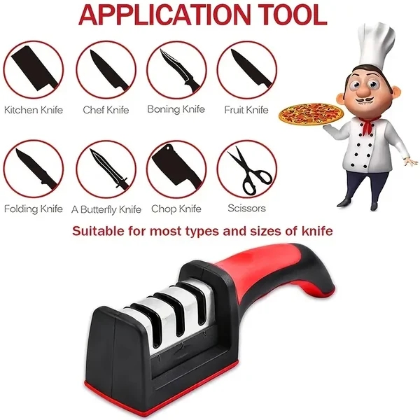 Affilacoltelli professionale a 4 strati: affila i coltelli con pietre in ABS, acciaio al tungsteno e ceramica!