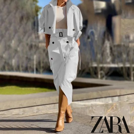 😍👚 Set din două piese cu fustă lungă casual la modă✨