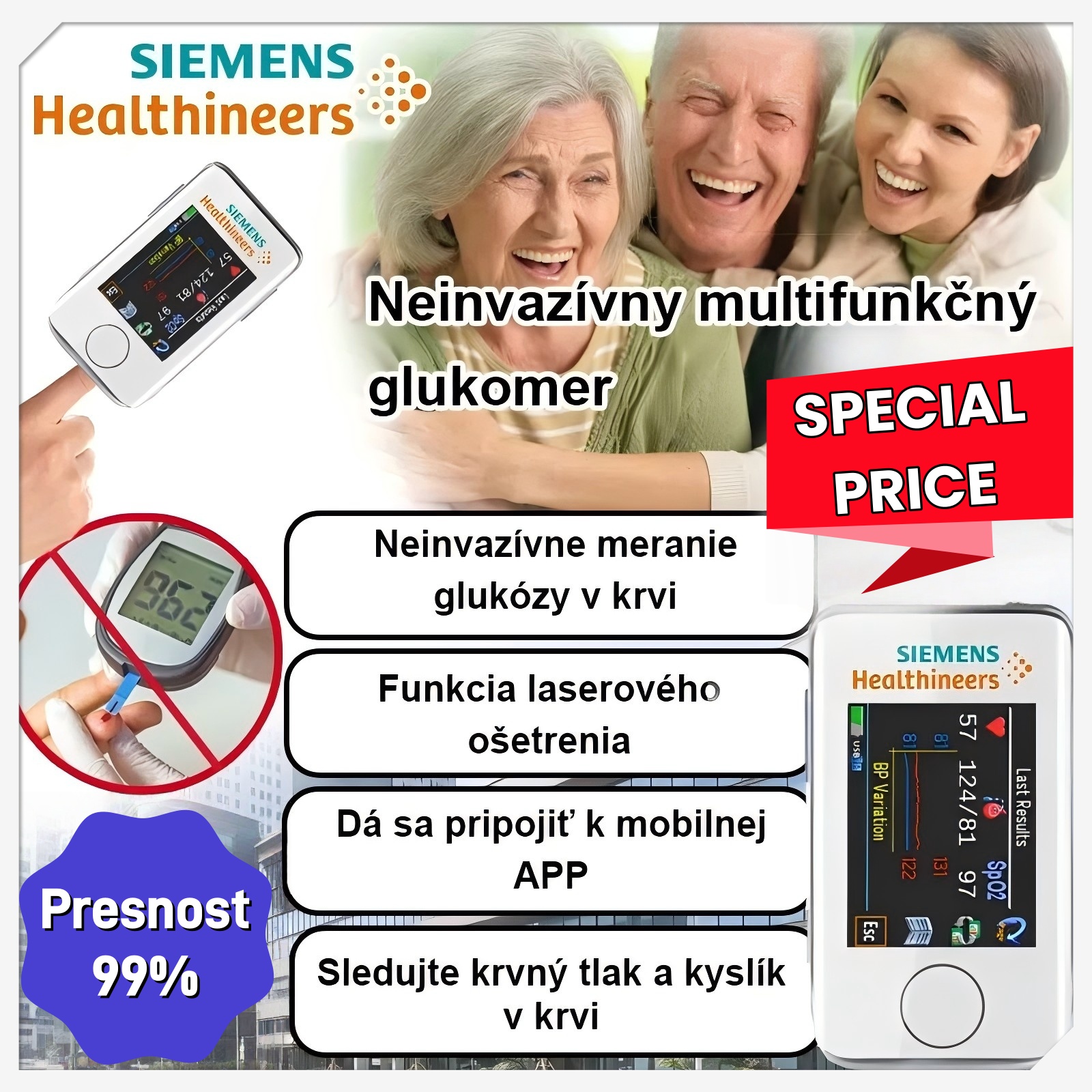 🌟 Revolučná zdravotná inovácia 2025! 🔥 Bezbolestný neinvazívny glukomer Siemens – merajte hladinu cukru v krvi bez ihiel, rýchlo, presne a úplne pohodlne. 💙
