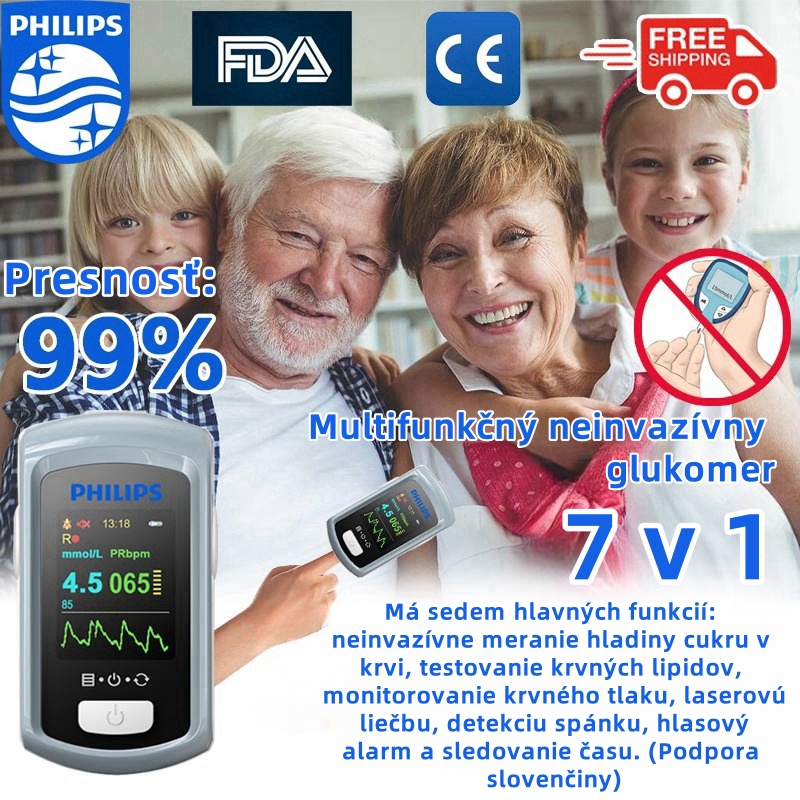 Neinvazívny laserový glukomer Philips 2025, nevyžaduje odber krvi