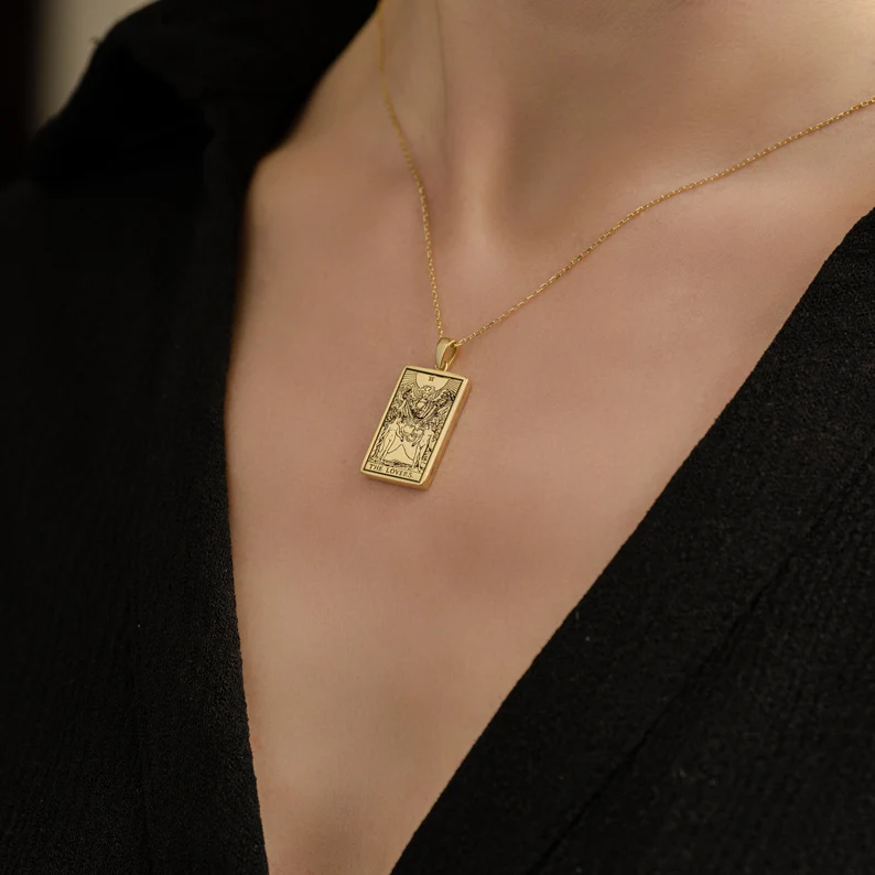 Collana di carte tarocchi astrologia a doppia faccia per coppia Gemelli - Ciondolo del segno zodiacale - Gioielli astrologici - Regalo di compleanno - Regalo per i propri cari (unisex)