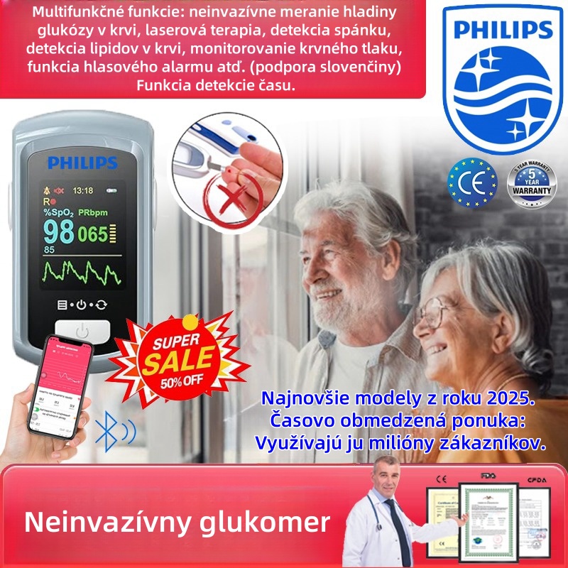 Neinvazívny laserový glukomer Philips 2025, nevyžaduje odber krvi