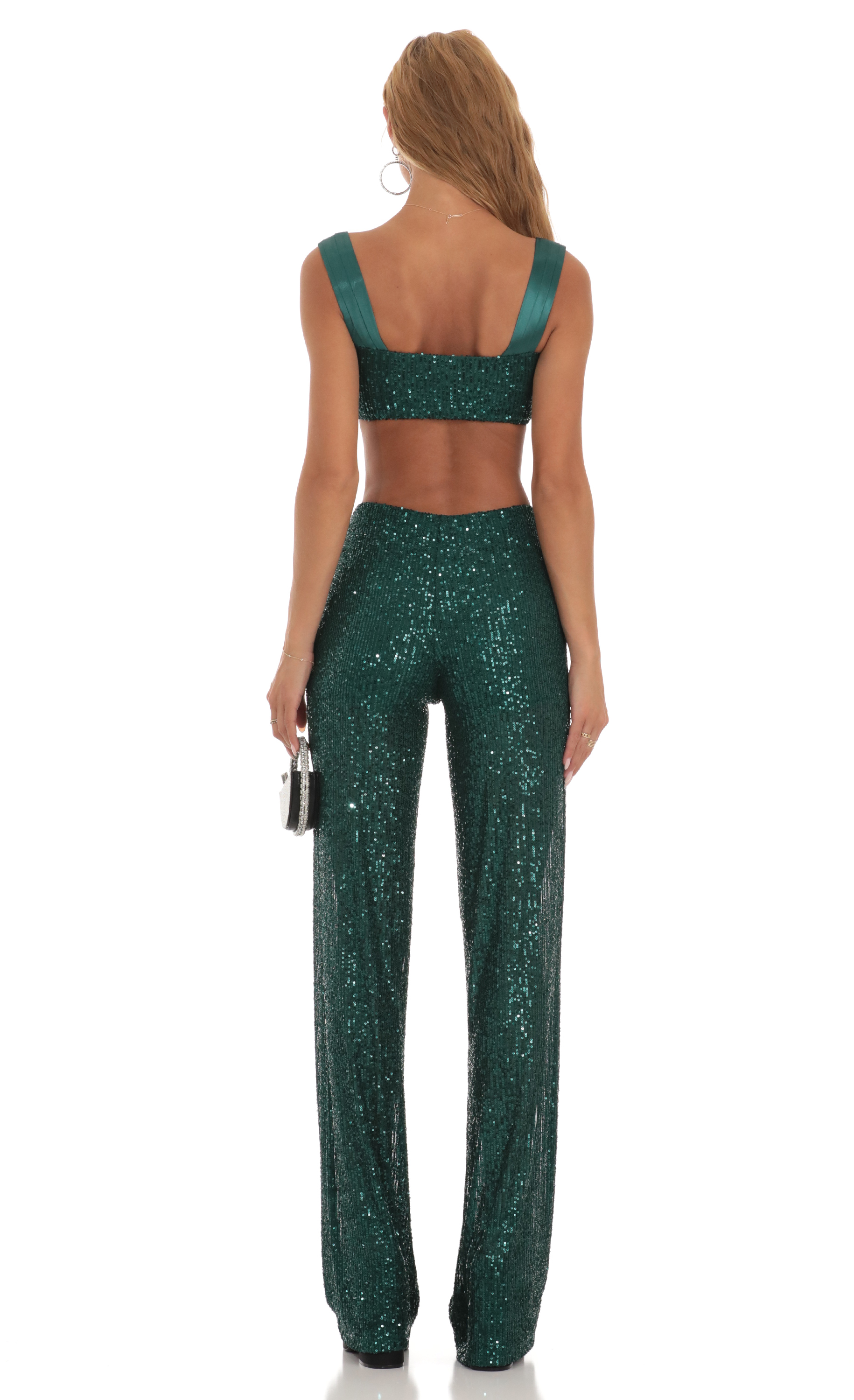 Sequin Two Piece Set in Green-My Sky Diva