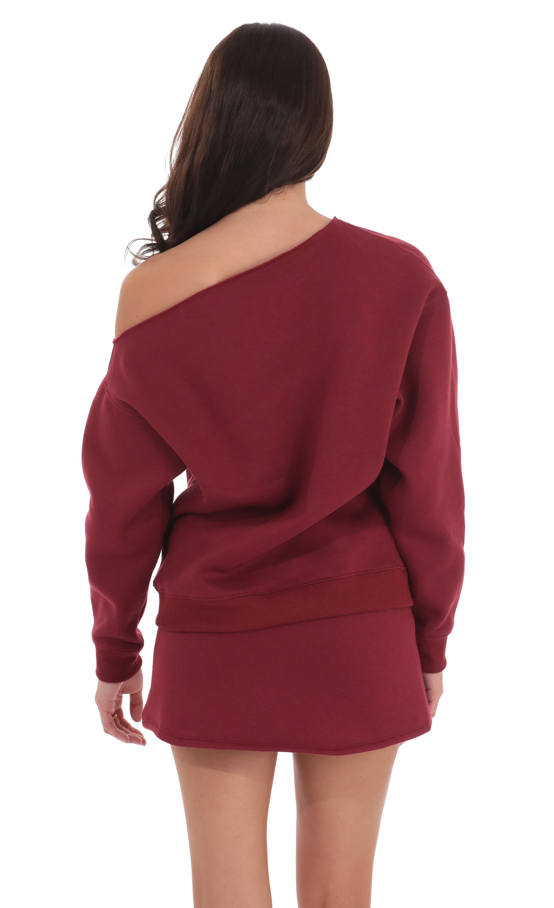 Cut Off Shoulder Jumper in Maroon-My Sky Diva