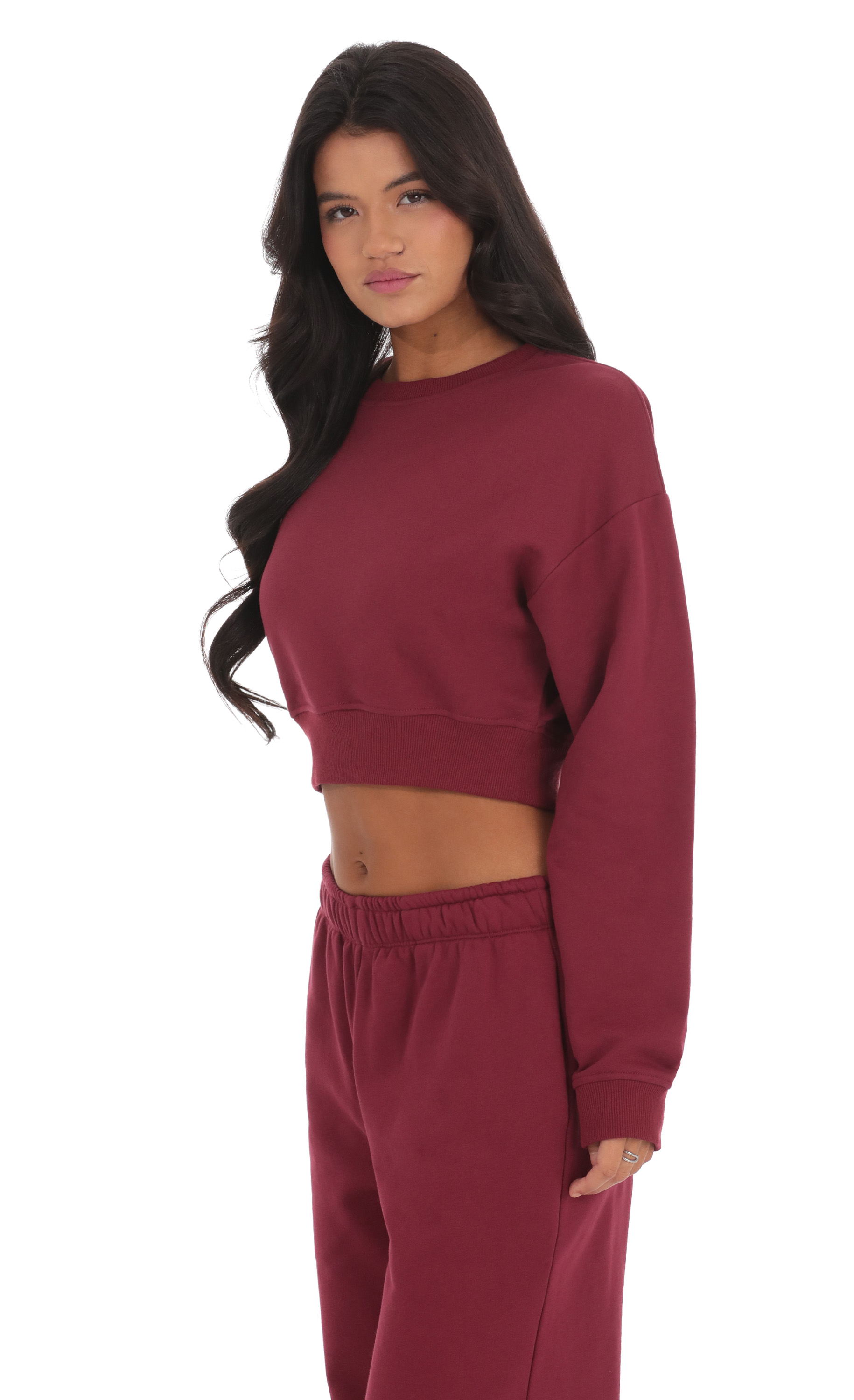 Cropped Jumper in Burgundy-My Sky Diva