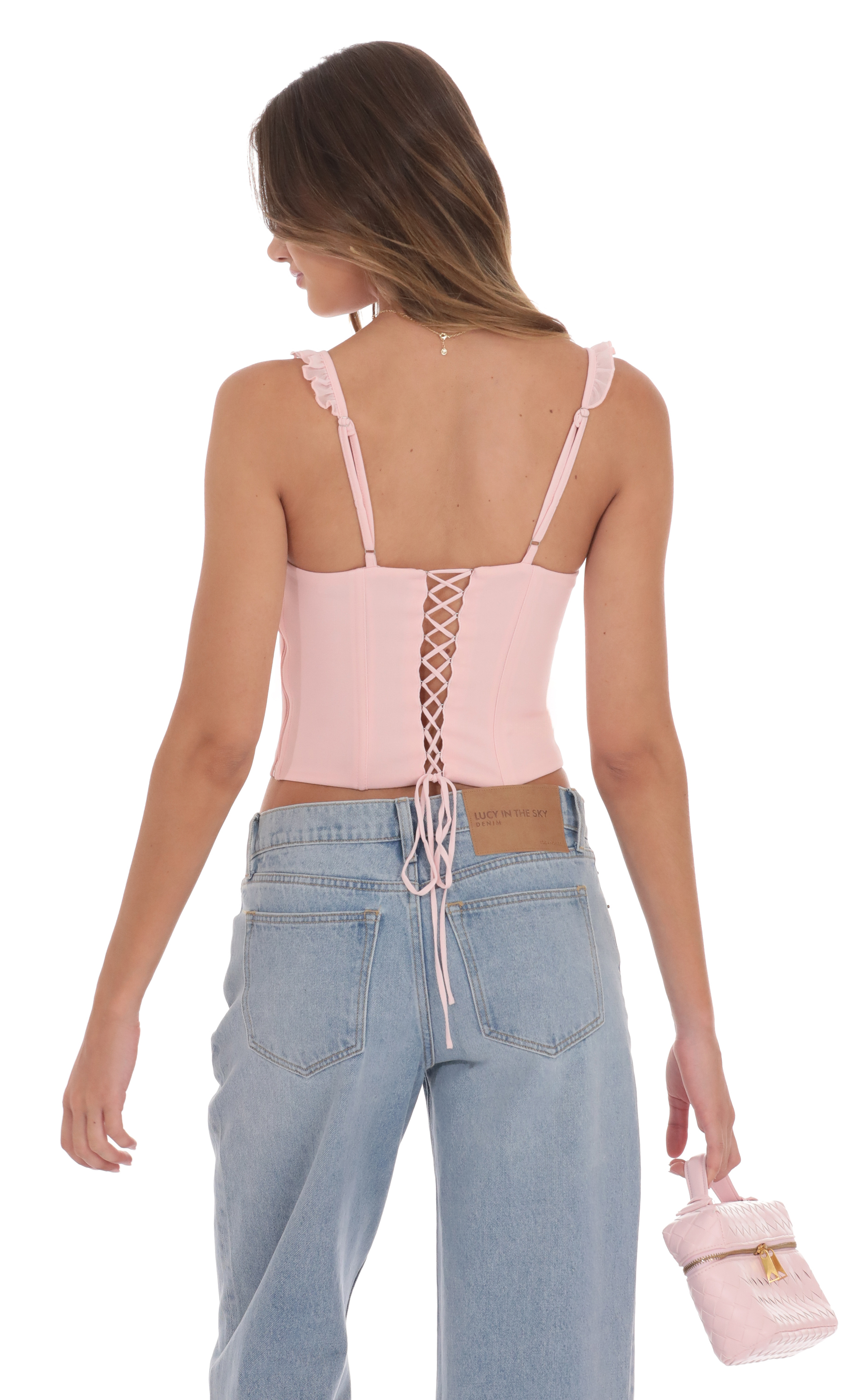 Ruffle Scoop Crop Top in Pink-My Sky Diva