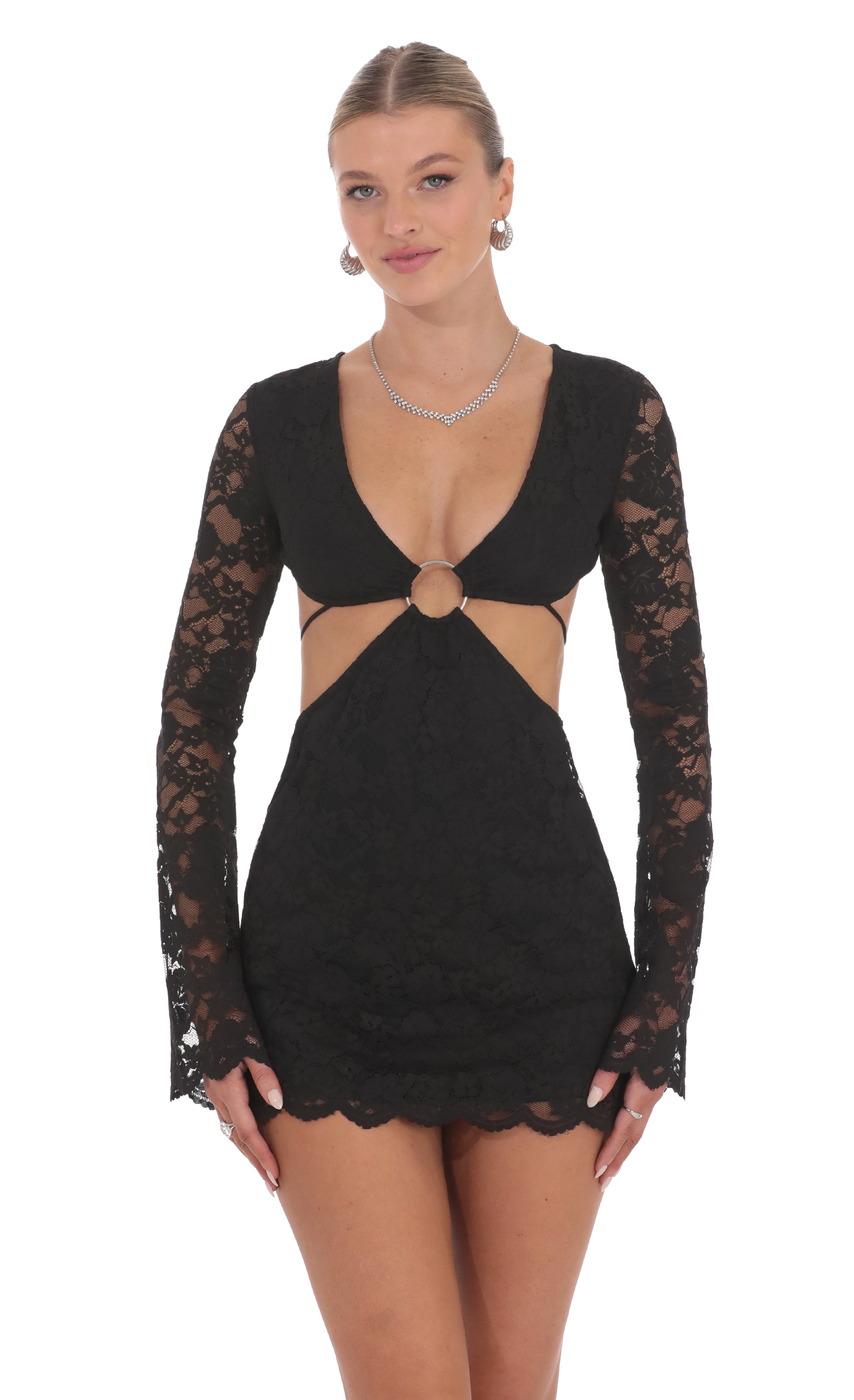Lace Cutout Dress in Black-My Sky Diva