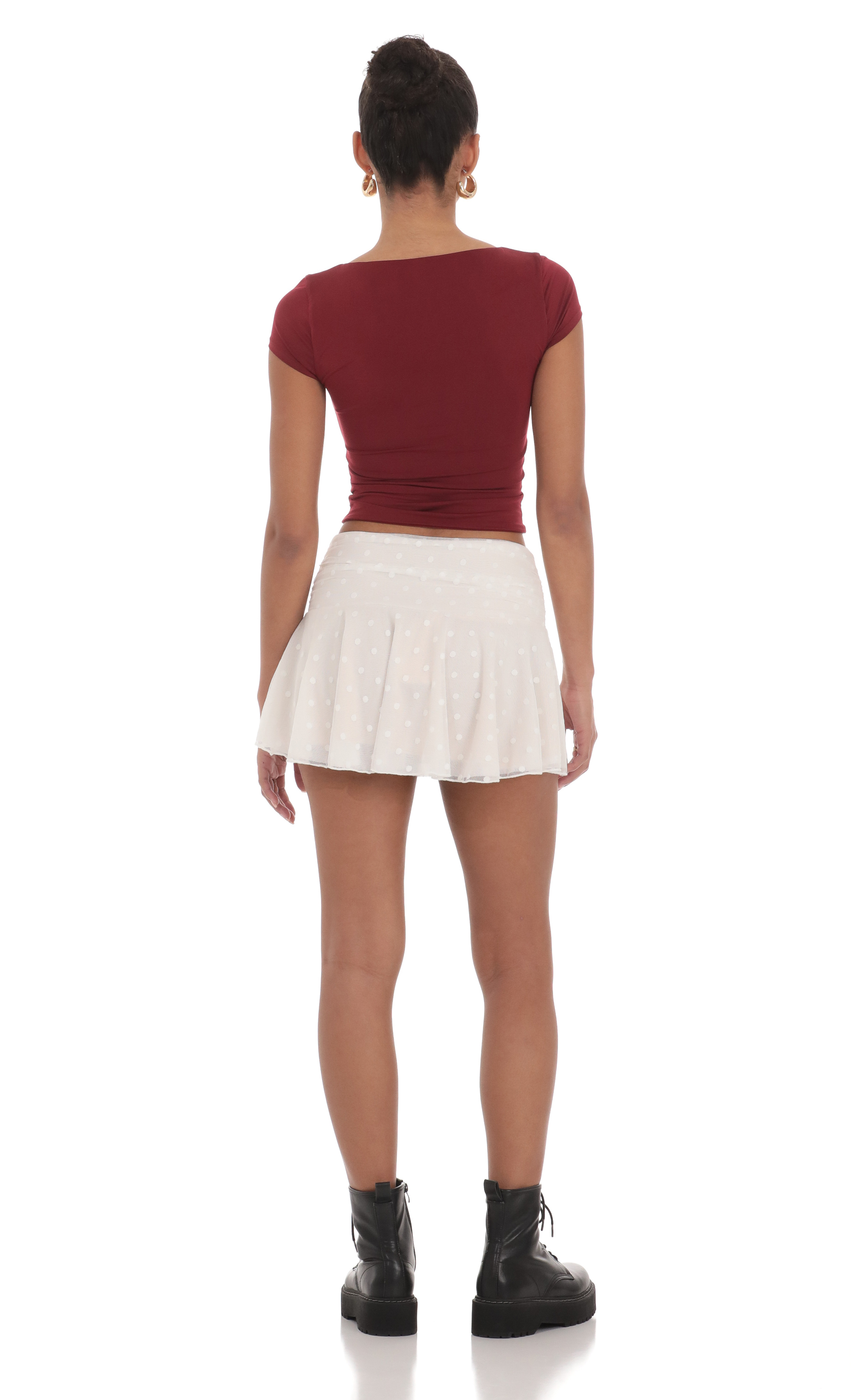 Dotted Mesh Skirt in White-My Sky Diva