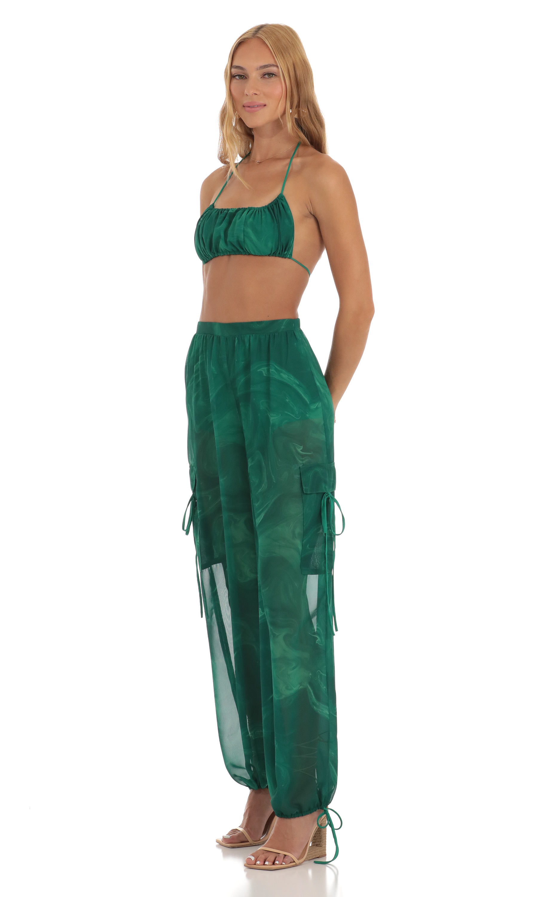 Three Piece Set in Green Swirl-My Sky Diva