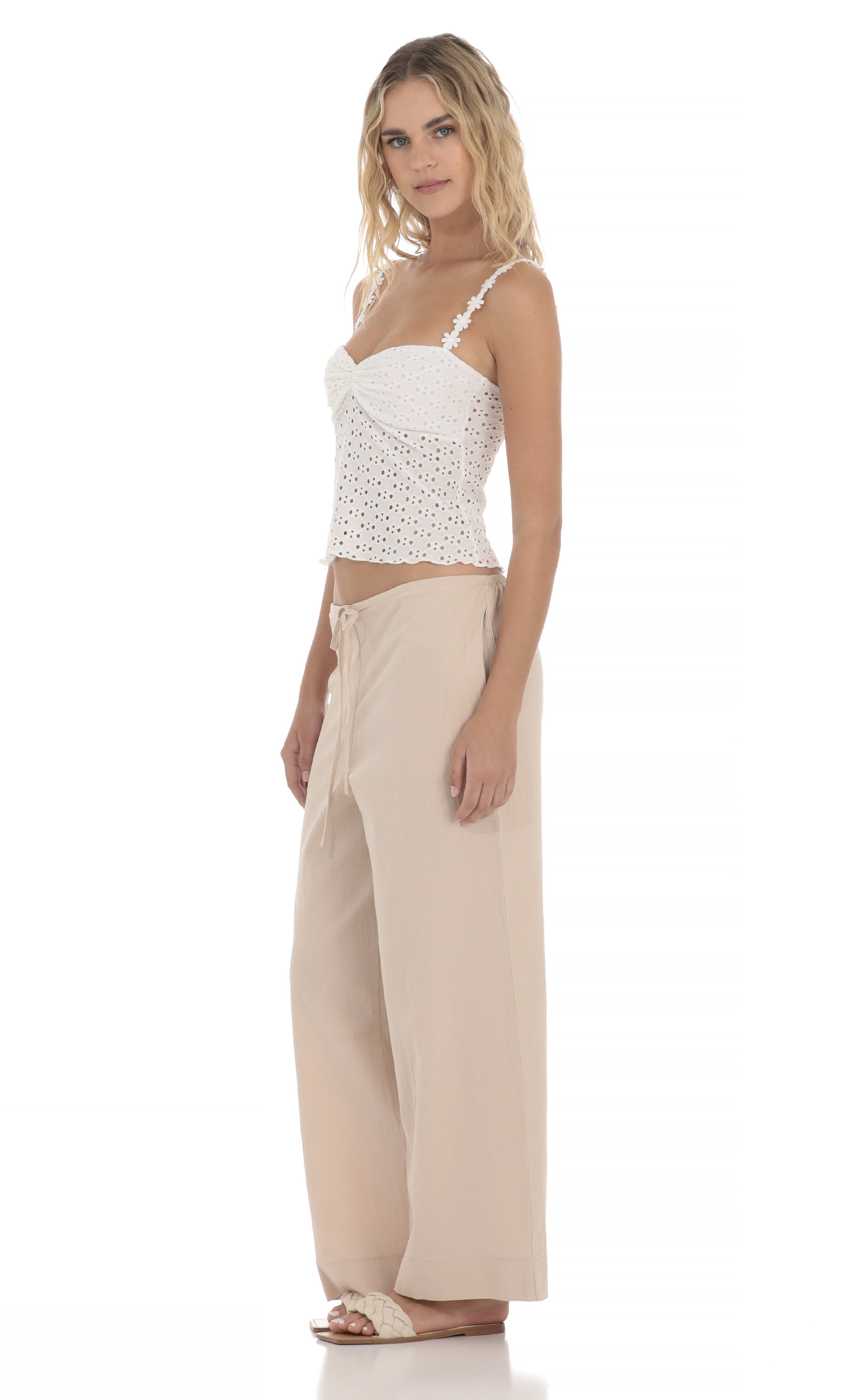 Low Rise Straight Pants in Light Brown-My Sky Diva