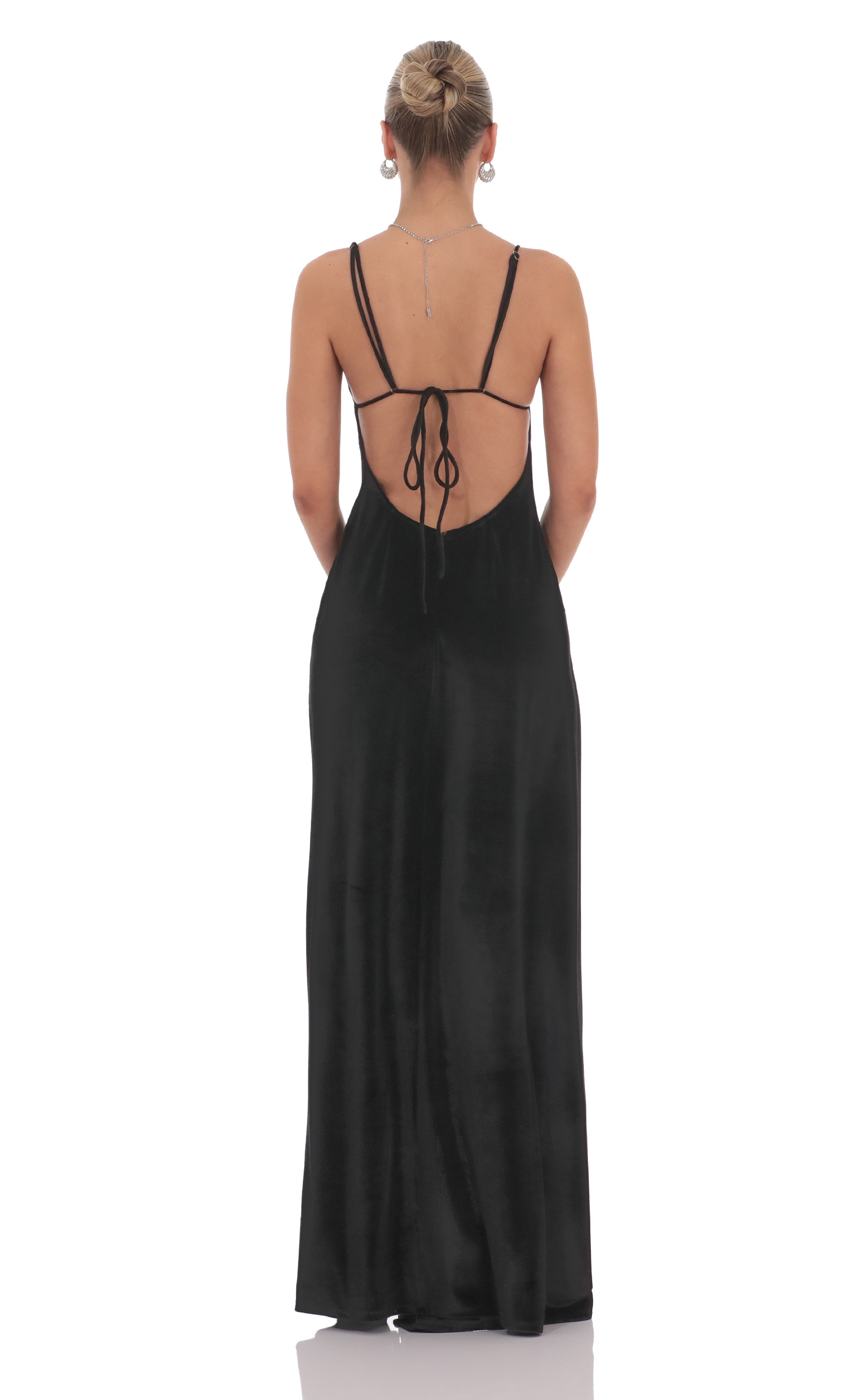 Velvet Ruffle Maxi Dress in Black-My Sky Diva