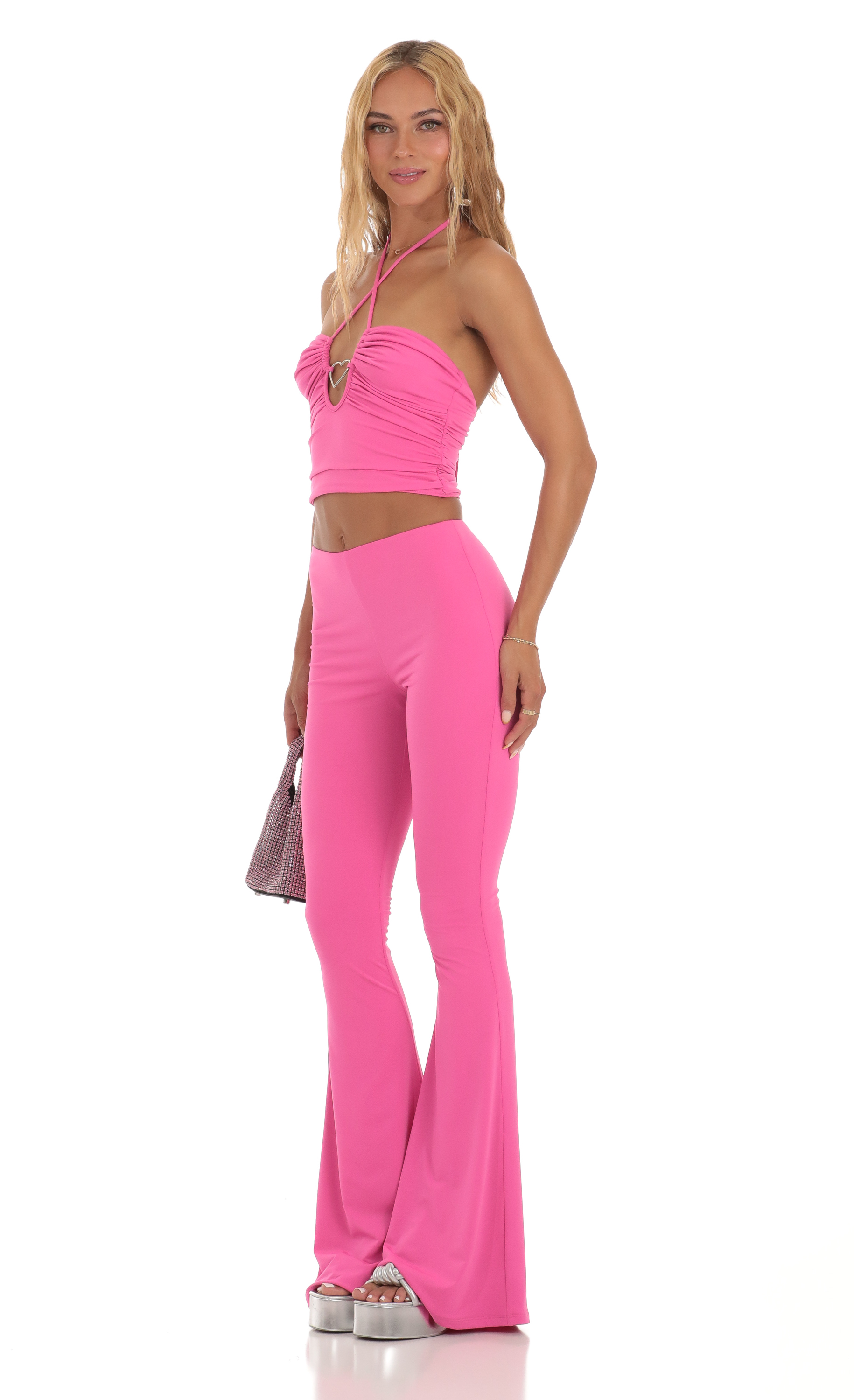 Heart Flare Two Piece Set in Pink-My Sky Diva