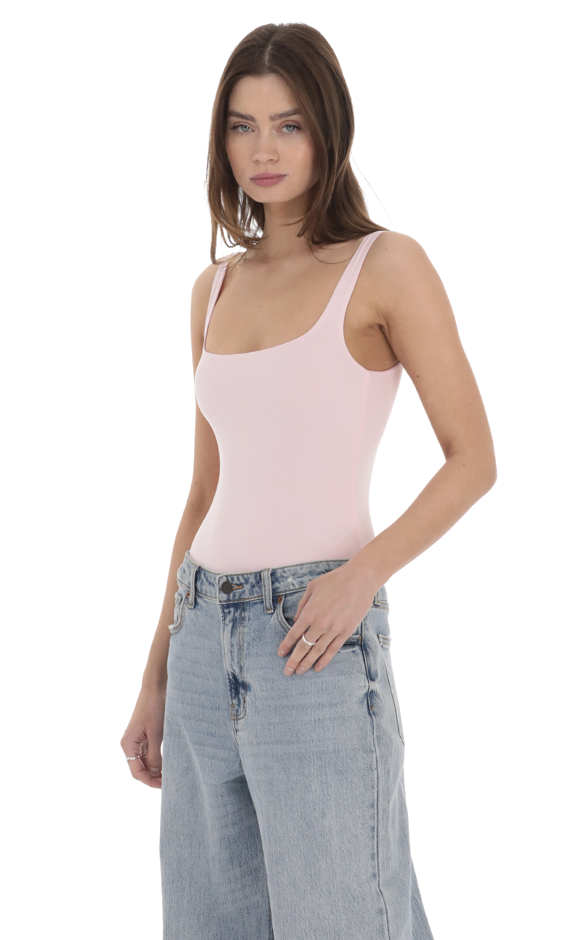 Basic Tank Bodysuit in Pink-My Sky Diva