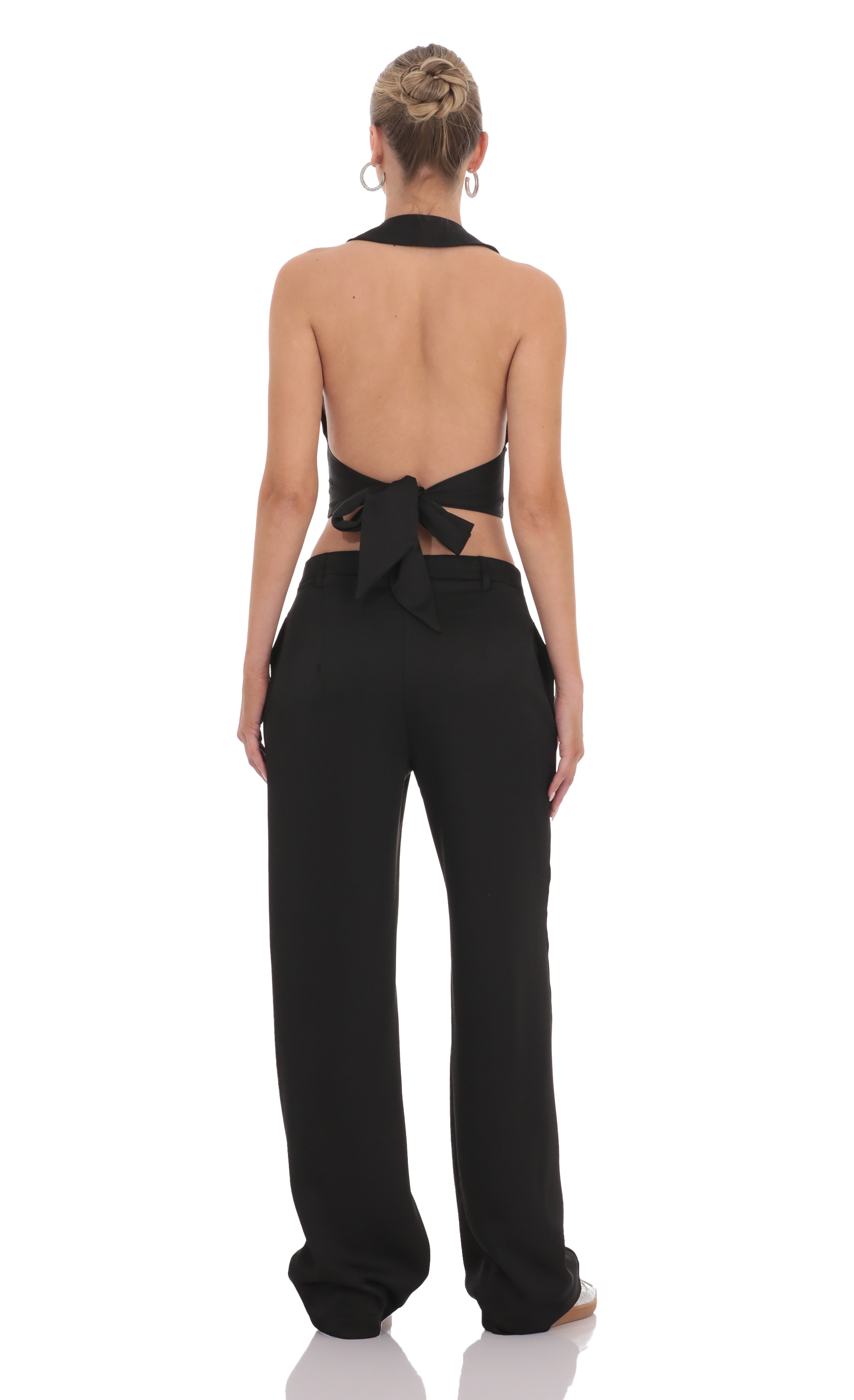 Satin Straight Pants in Black-My Sky Diva