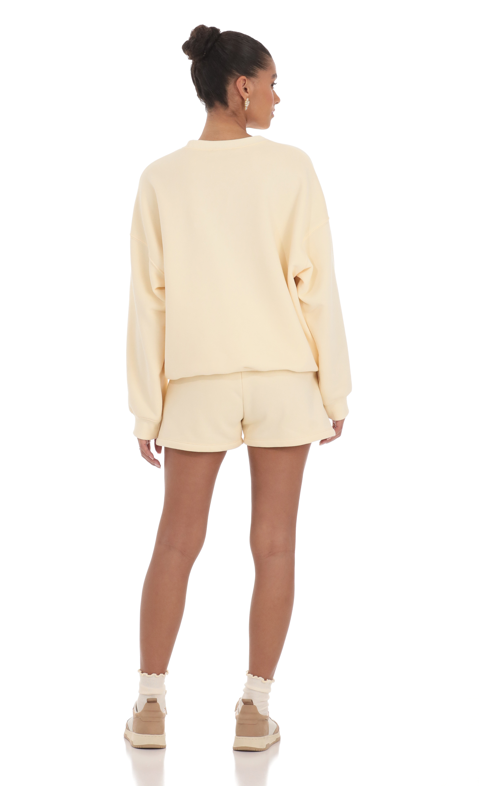 Fleece Sweat Shorts in Cream-My Sky Diva