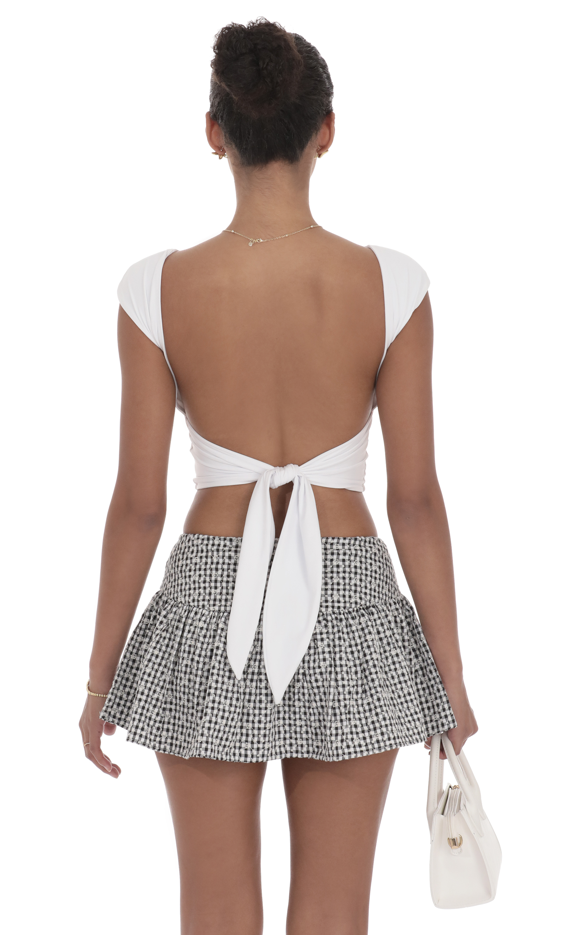 Floral Flare Skort in Black Gingham-My Sky Diva