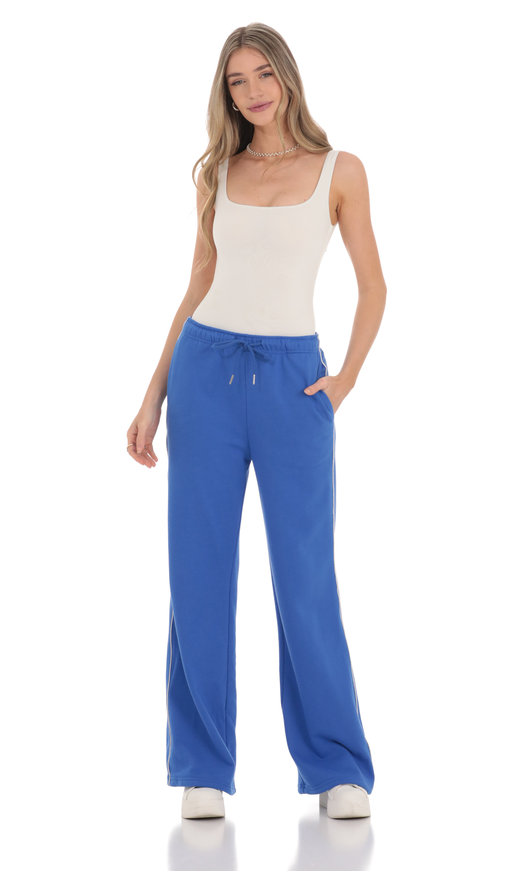 Heart Pocket Sweatpants in Blue-My Sky Diva