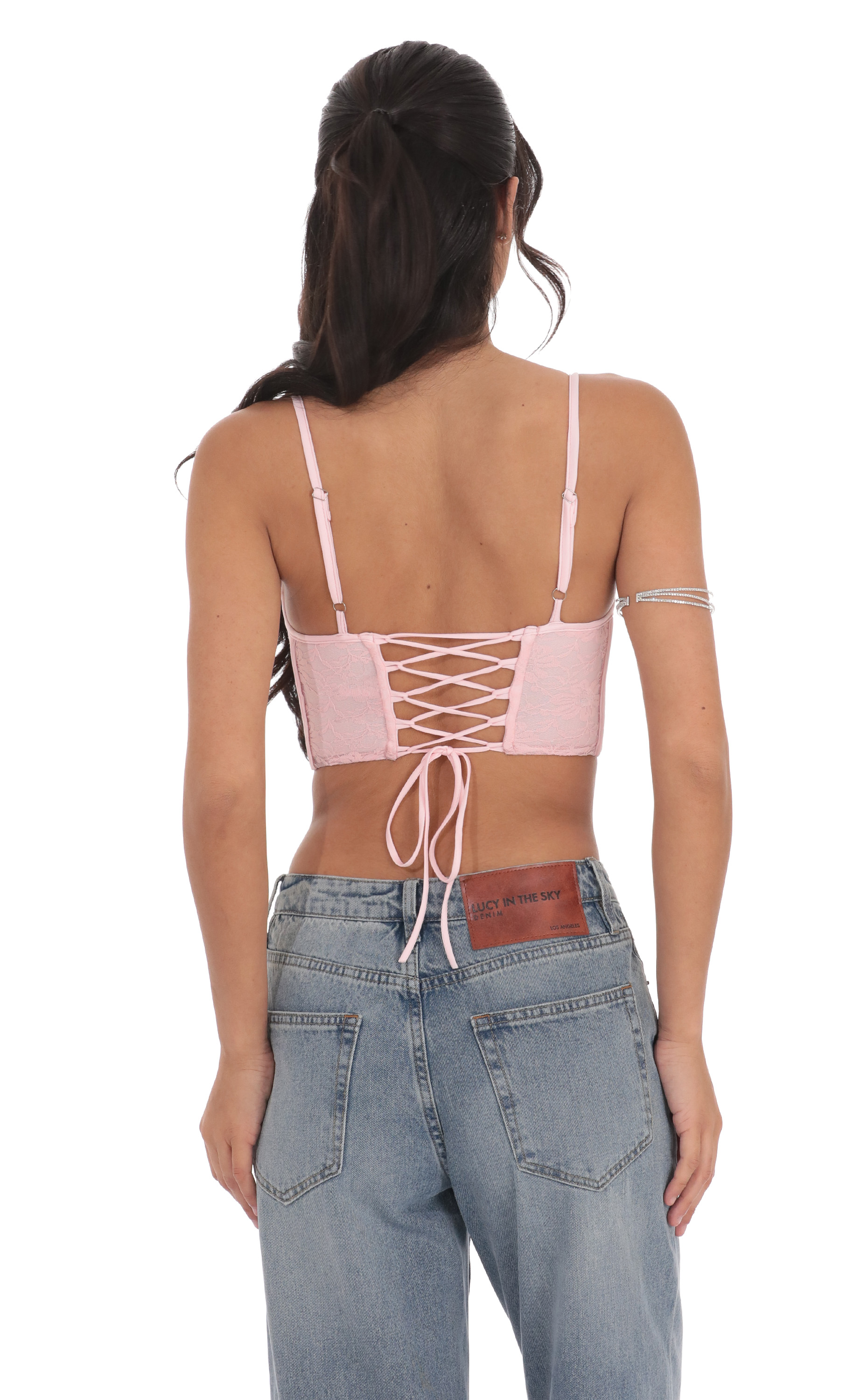 Lace Corset Top in Pink-My Sky Diva
