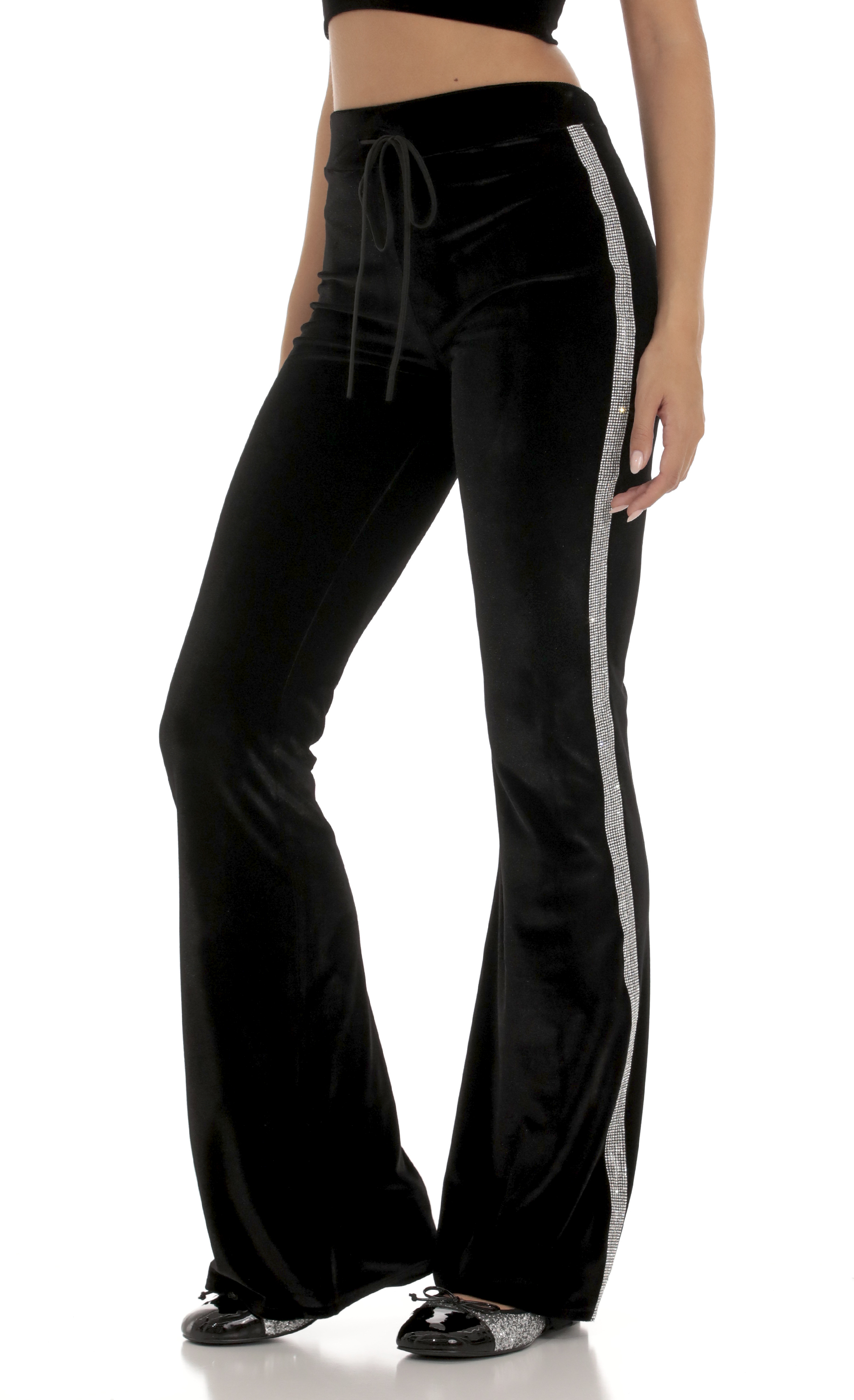 Rhinestone VelvetTwo Piece Set in Black-My Sky Diva