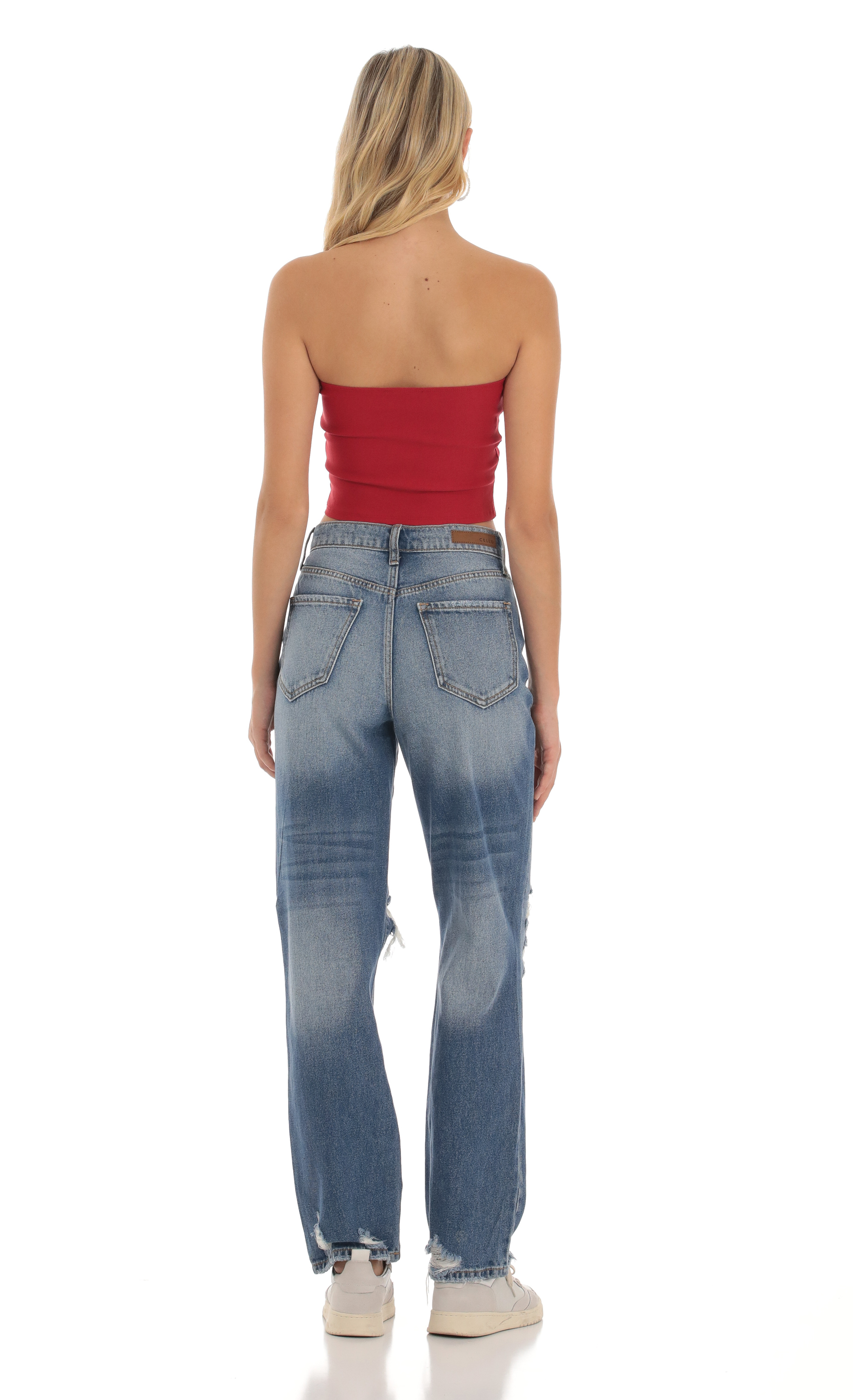 Distressed Jeans in Faded Denim-My Sky Diva