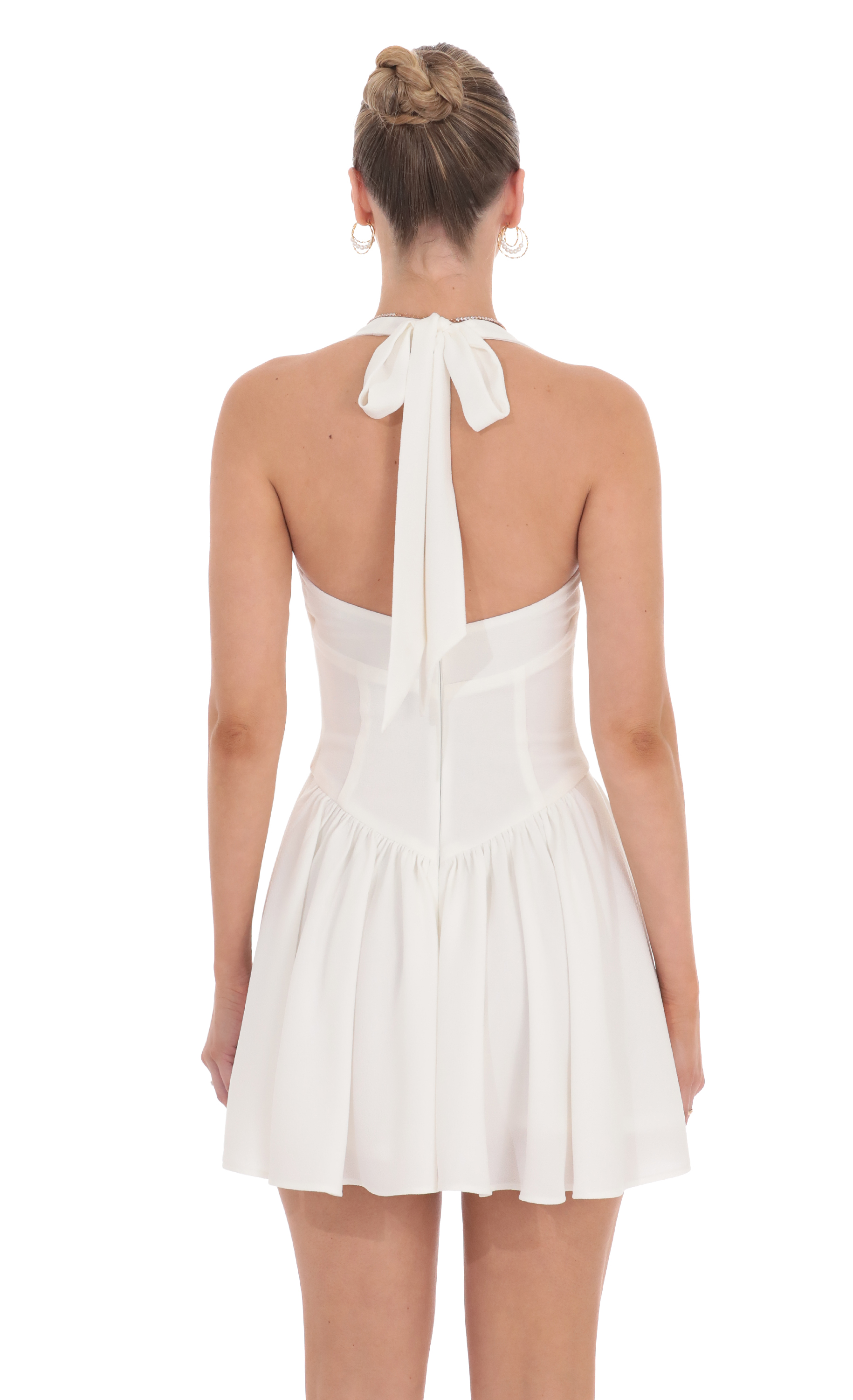 Halter A-line Dress in Ivory-My Sky Diva