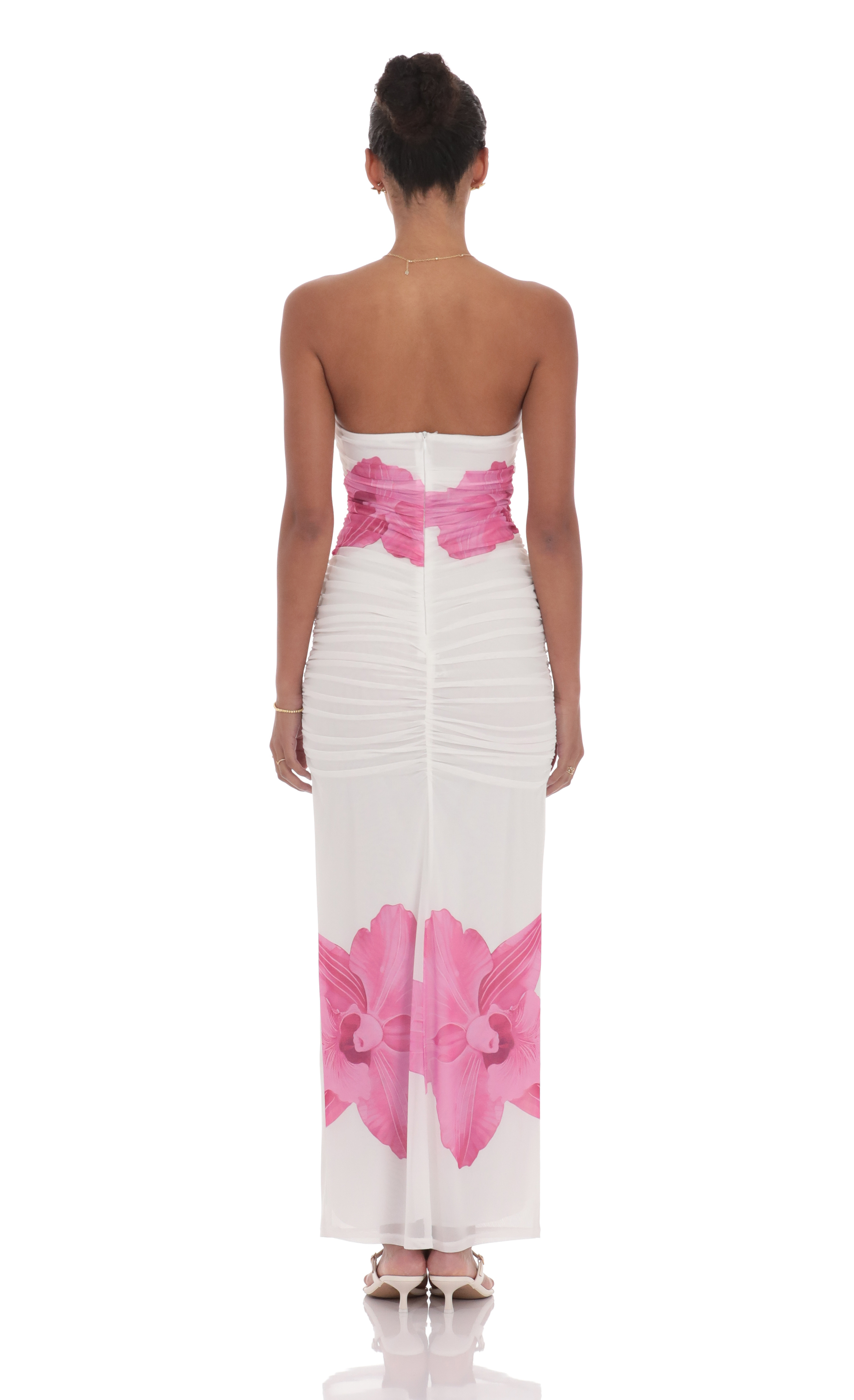 Embellished Floral Bodycon Maxi Dress in White-My Sky Diva
