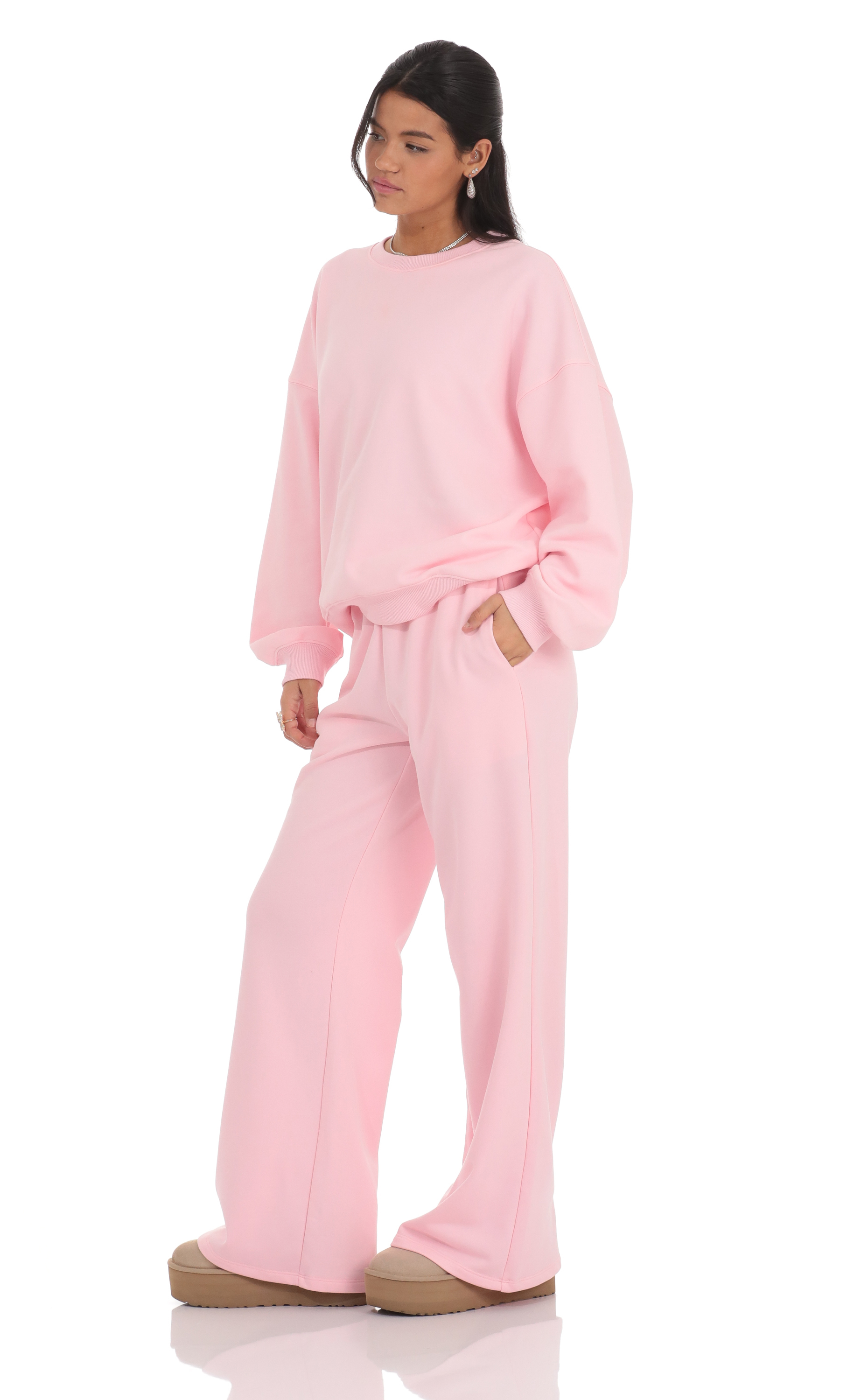 Back Pocket Straight Sweatpants in Pink-My Sky Diva