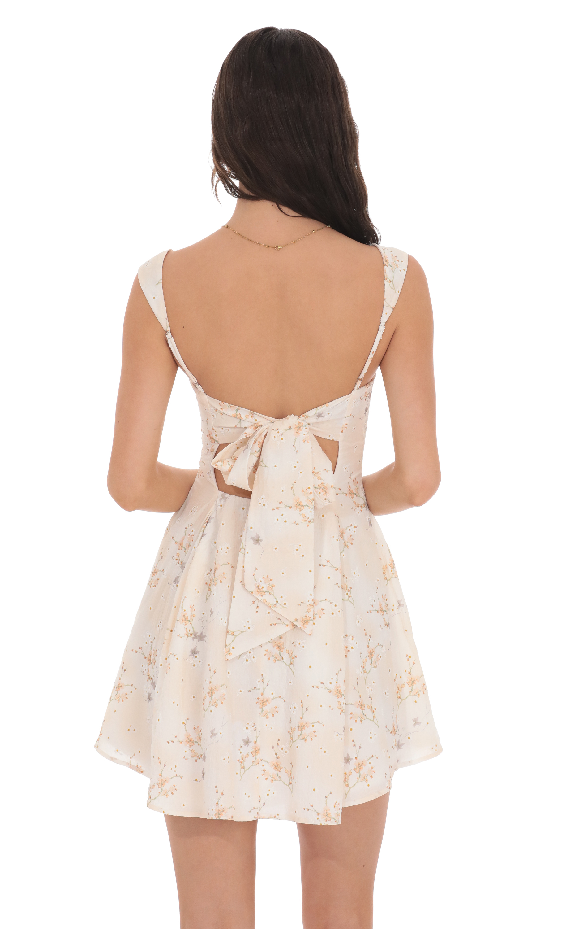 Floral Fit and Flare Dress in Cream Swirl-My Sky Diva
