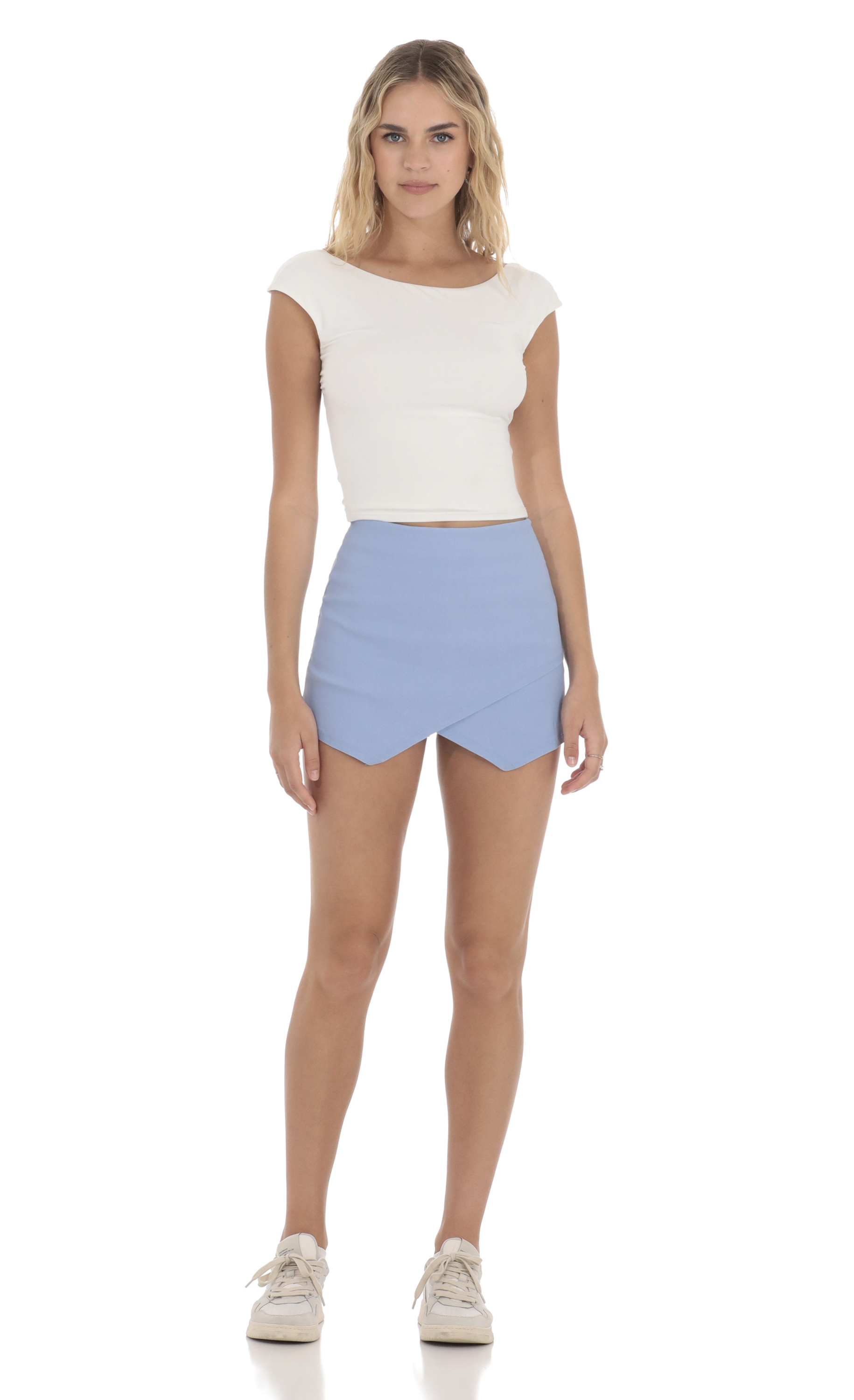 Asymmetric Skort In Blue-My Sky Diva