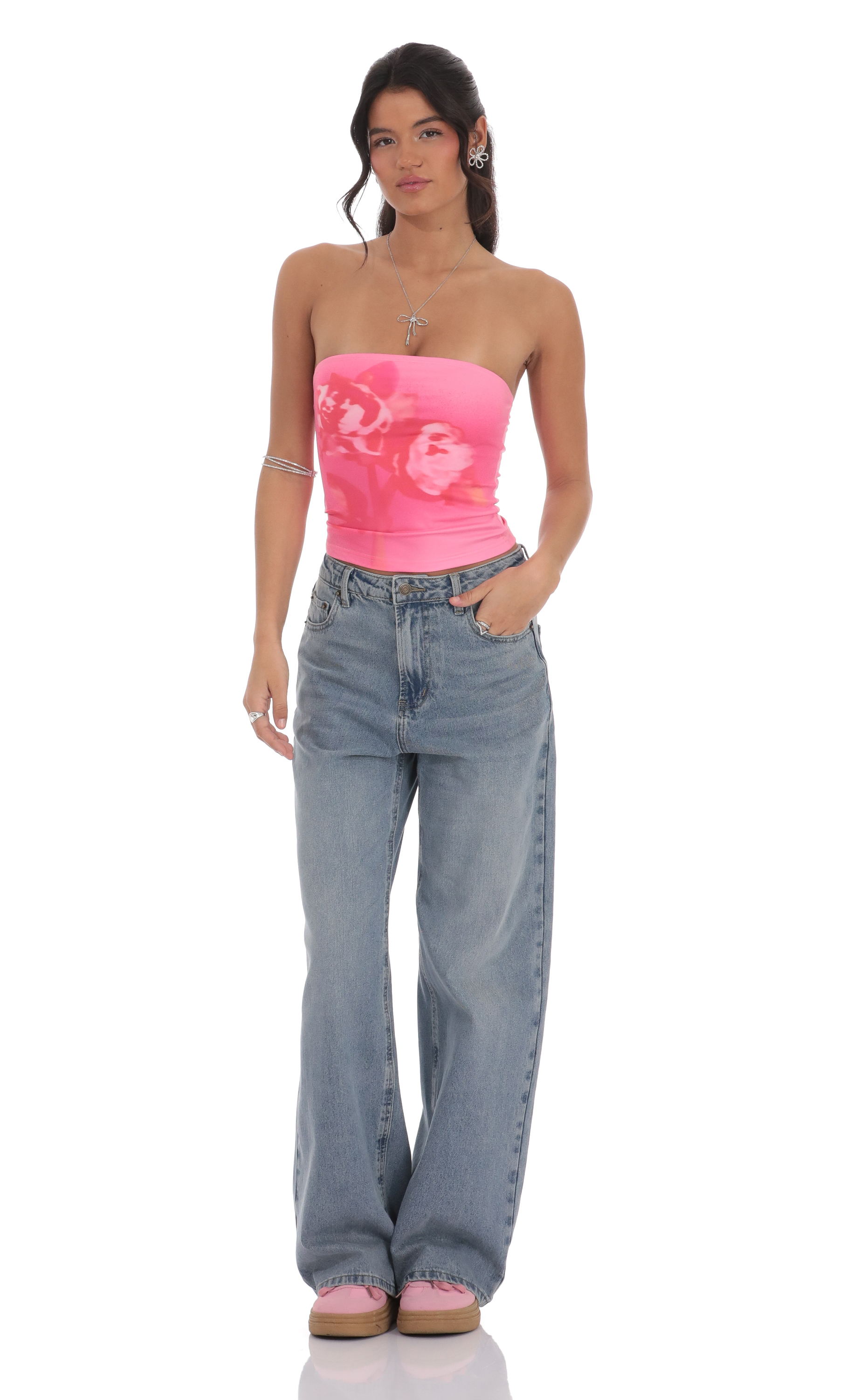 High Rise Wide Leg Jeans in Faded Denim-My Sky Diva