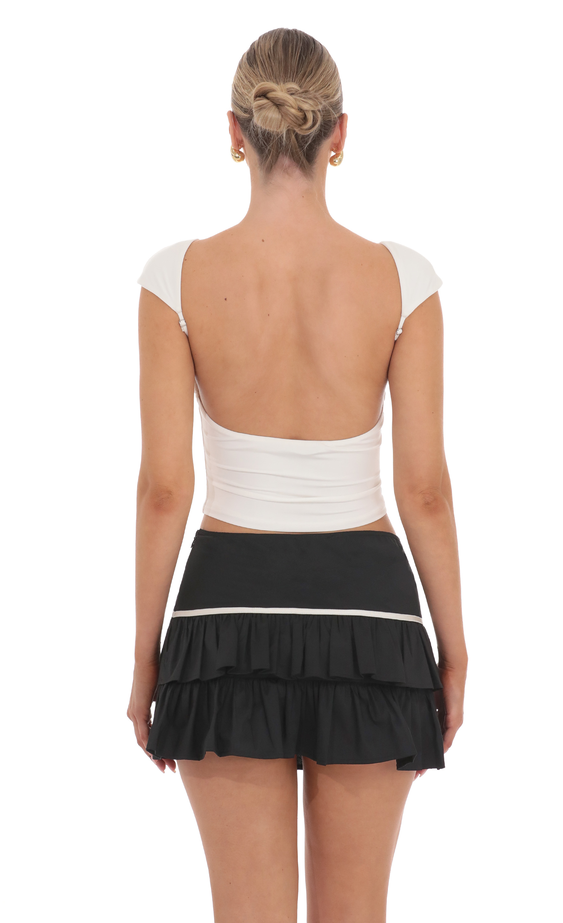 Bow Ruffle Skirt in Black-My Sky Diva