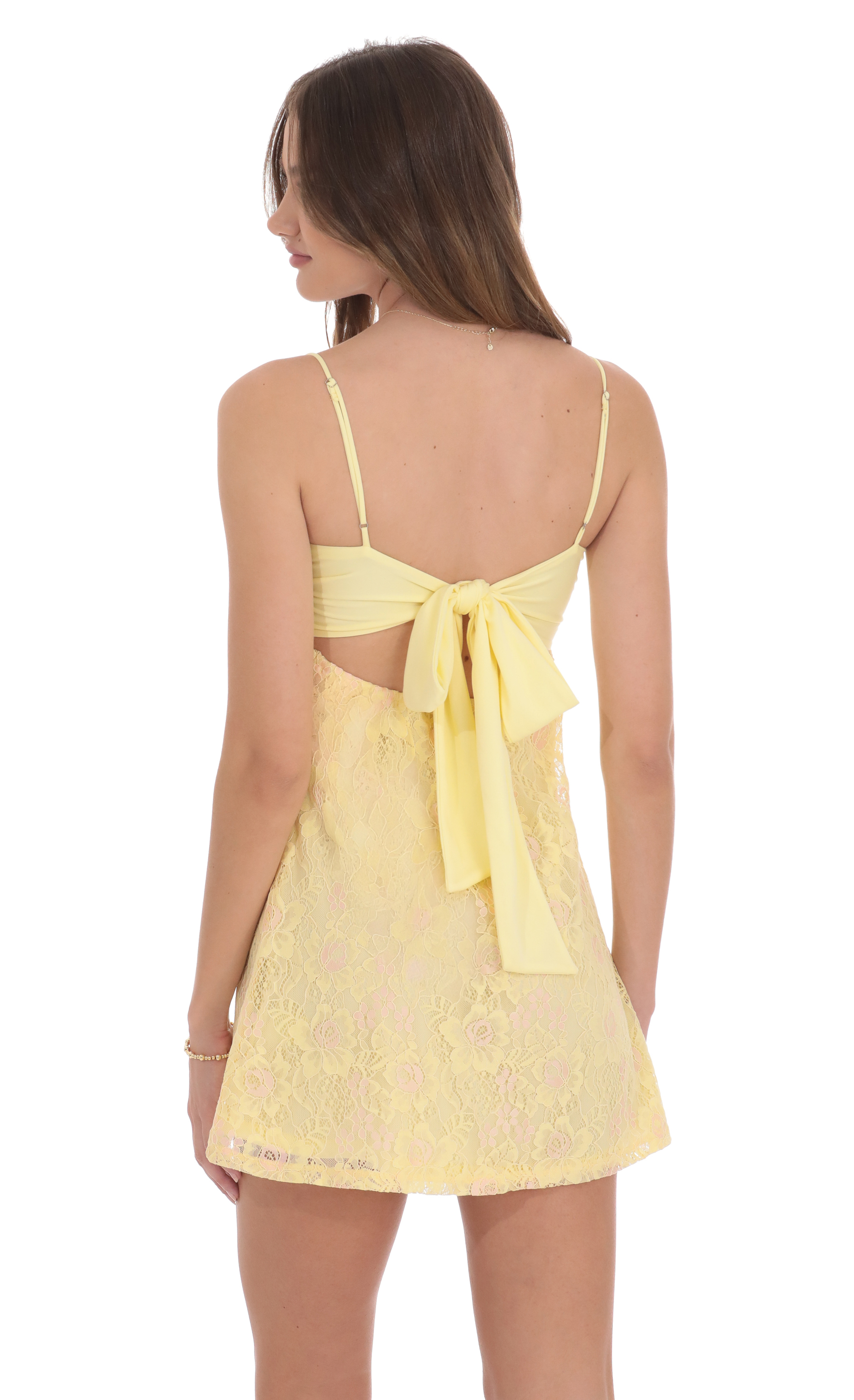 Lace Floral Babydoll Dress in Yellow-My Sky Diva