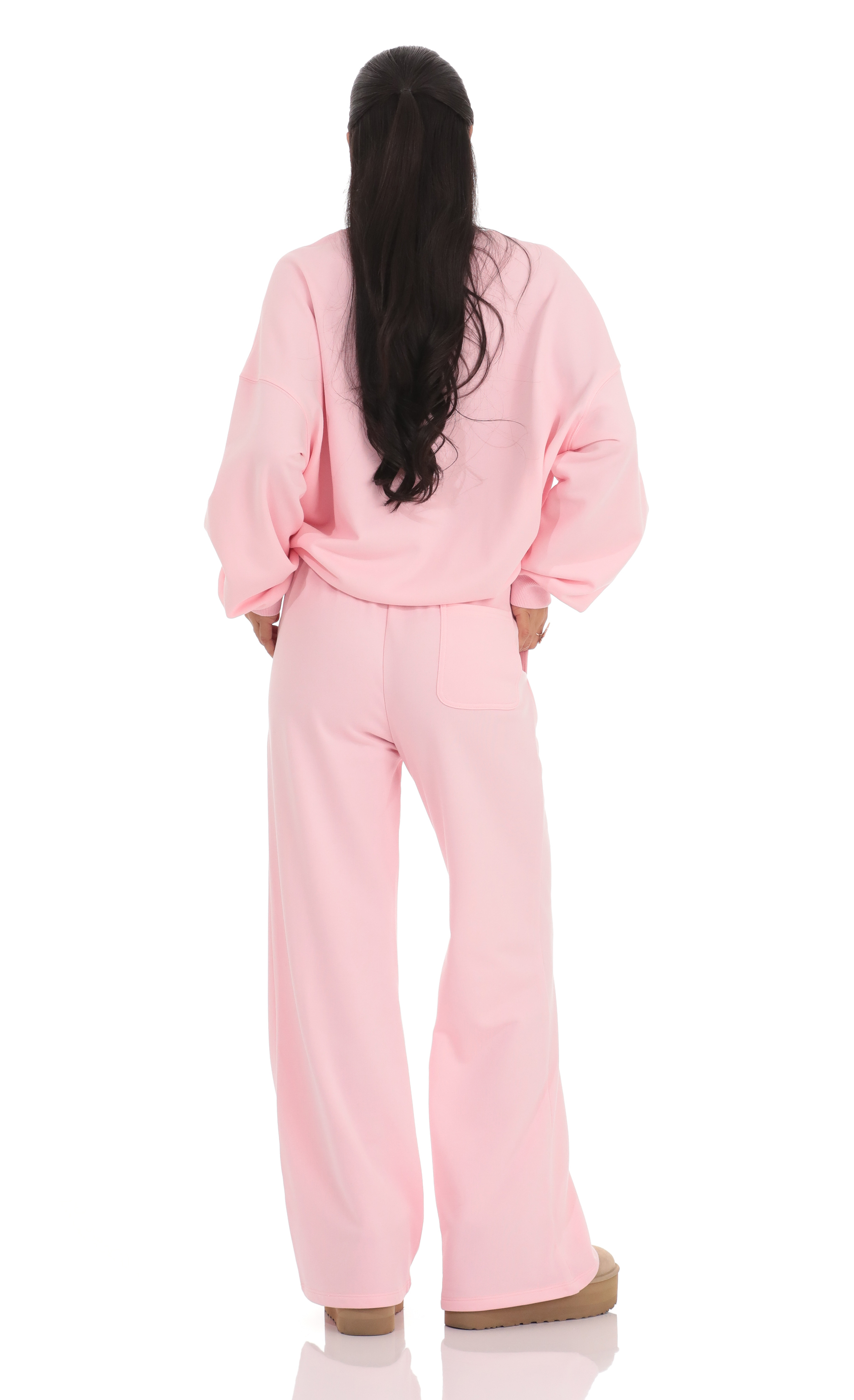 Back Pocket Straight Sweatpants in Pink-My Sky Diva