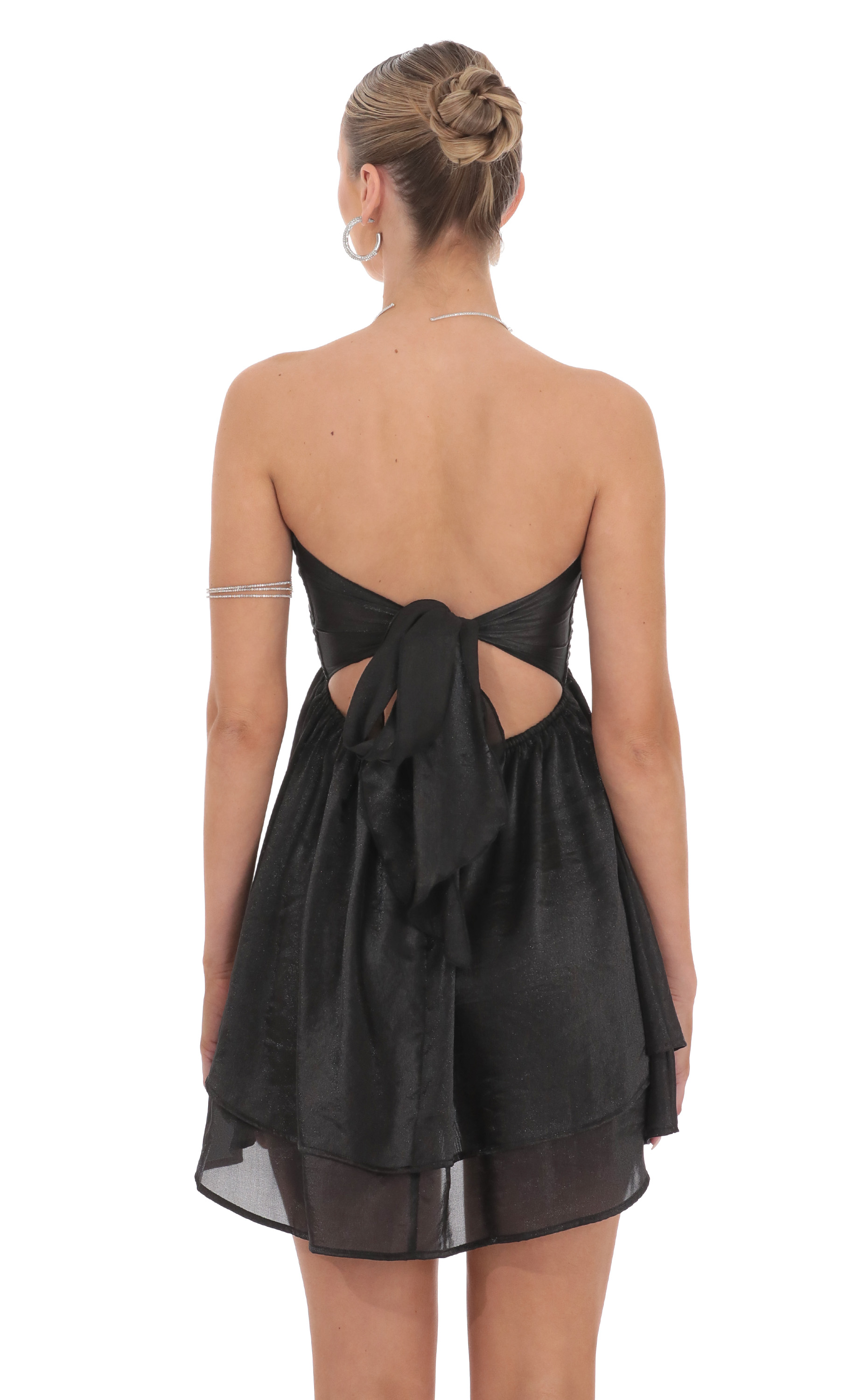 Sheen Cutout Babydoll Dress in Black-My Sky Diva