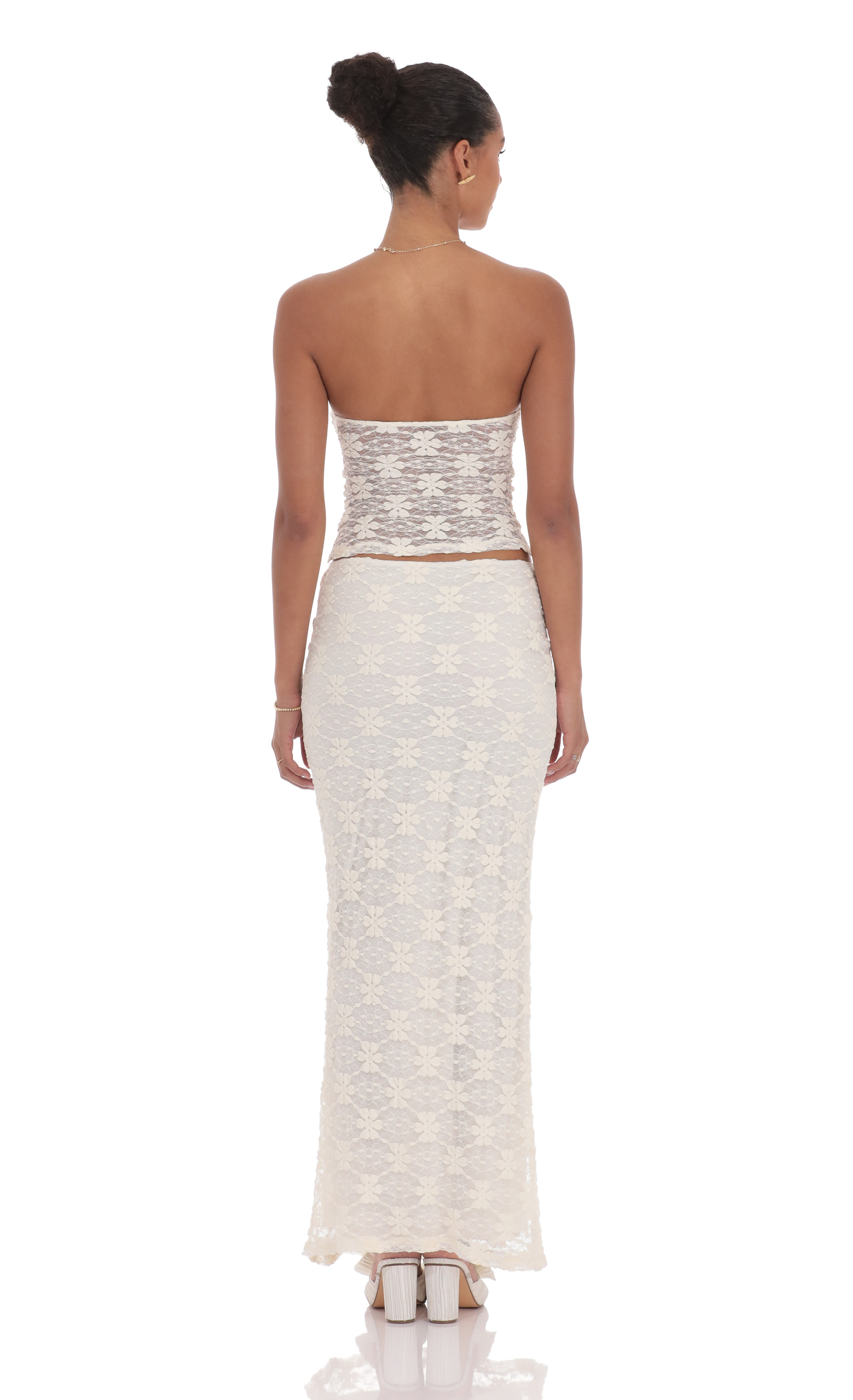 Lace Maxi Skirt in Cream-My Sky Diva